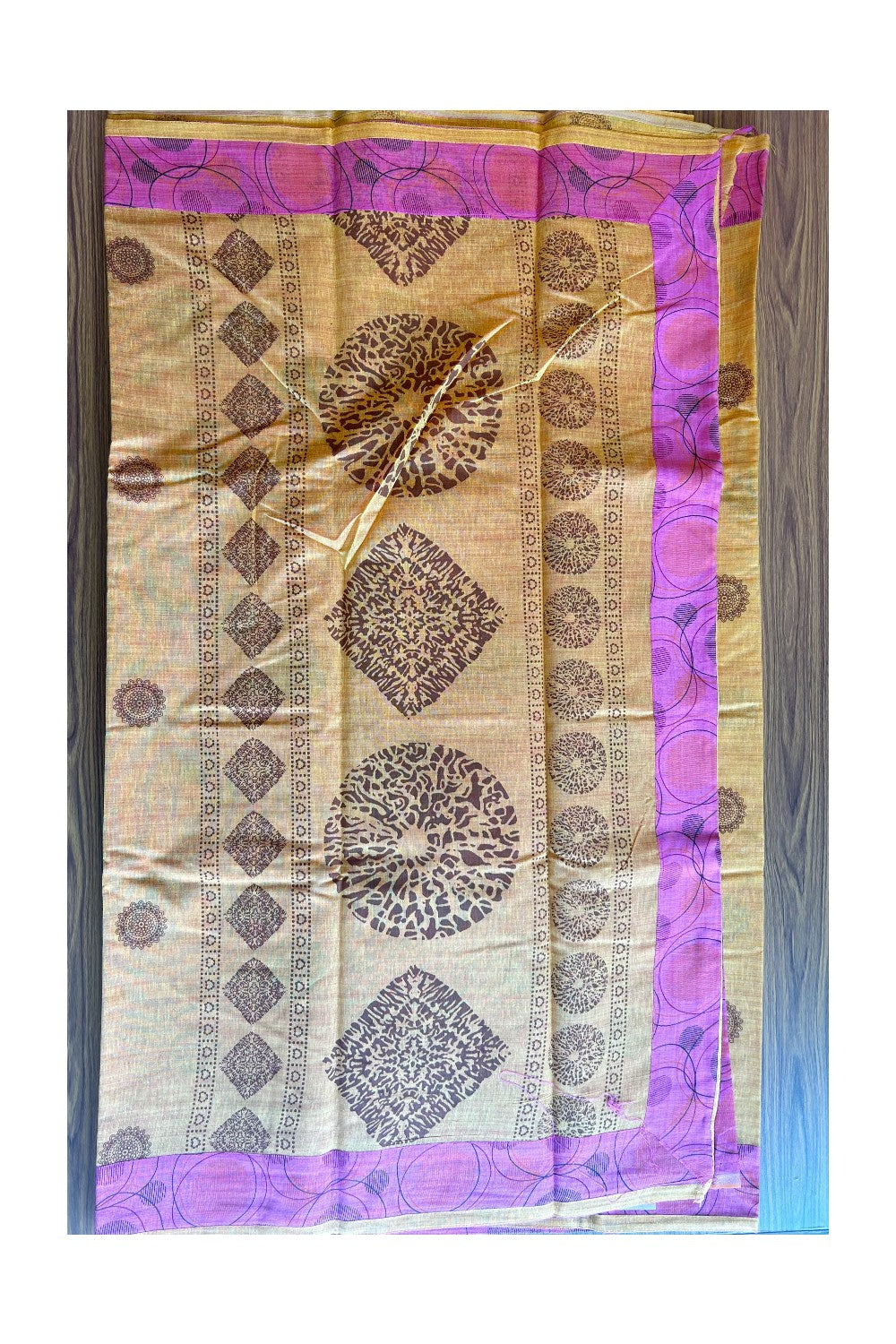 KaithariKada- Balaramapuram Saree - 100% PURE Cotton Silk - Yellow & Rose Pink Design - 7KK1004DHA.