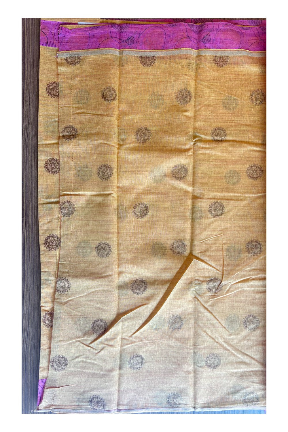 KaithariKada- Balaramapuram Saree - 100% PURE Cotton Silk - Yellow & Rose Pink Design - 7KK1004DHA.