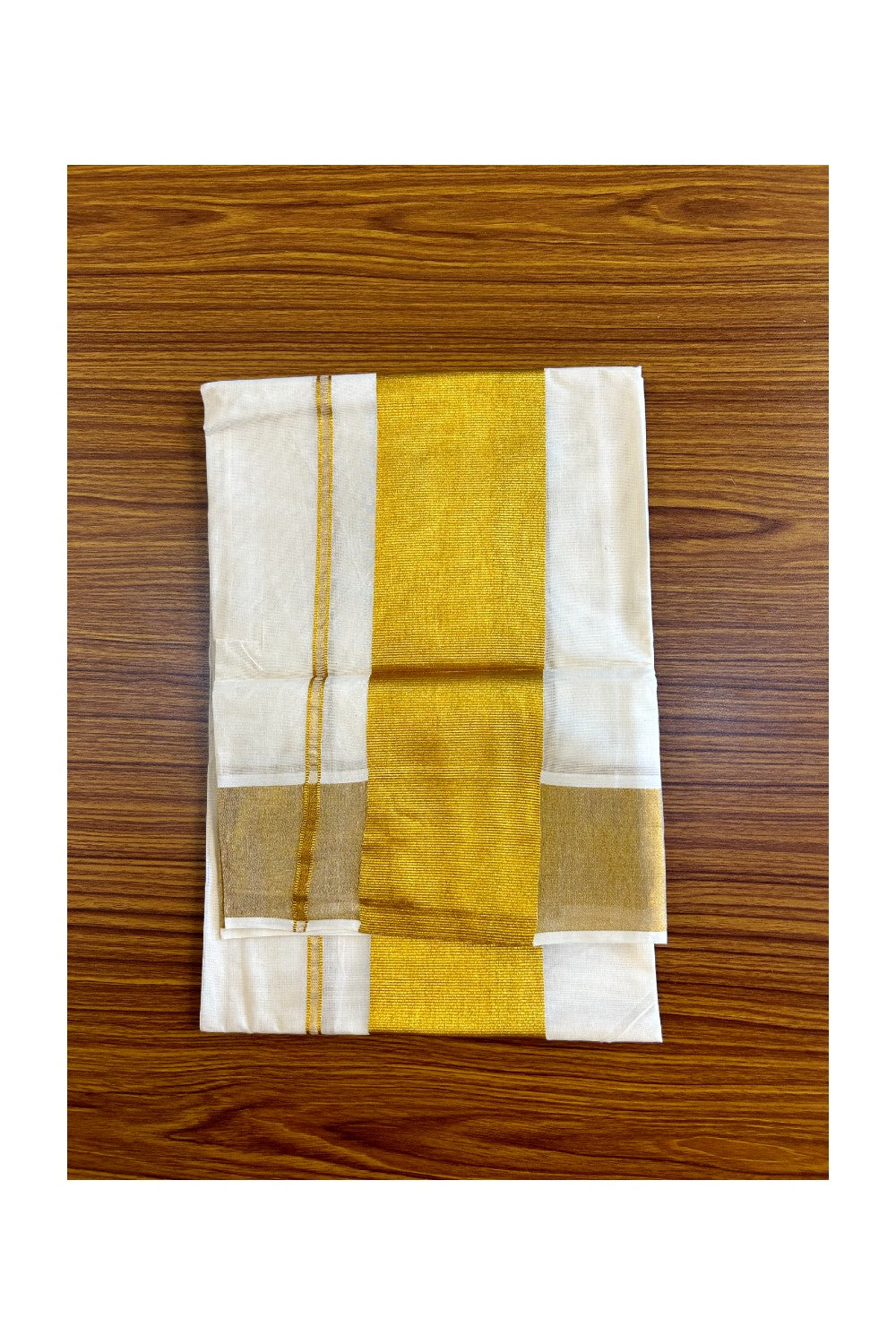 27% Discount!! KaithariKada - Kerala Cotton Mix Single Set Mundu - EXTRA LENGTH - Kasavu Big Kara - 7KK471CKA