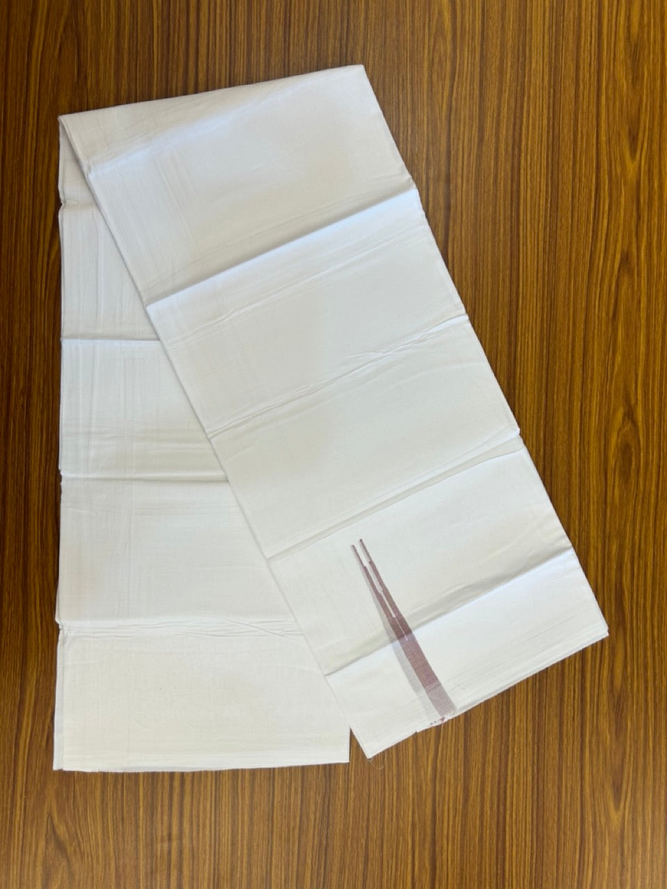 20% Discount ! NEW! KaithariKada Balaramapuram 100% Cotton Pure white Double Mundu/Dhoti - (100x80)s - 0.5 inch Green Violet Multi Colour Chutty Kara - 71 KK5249 VIN