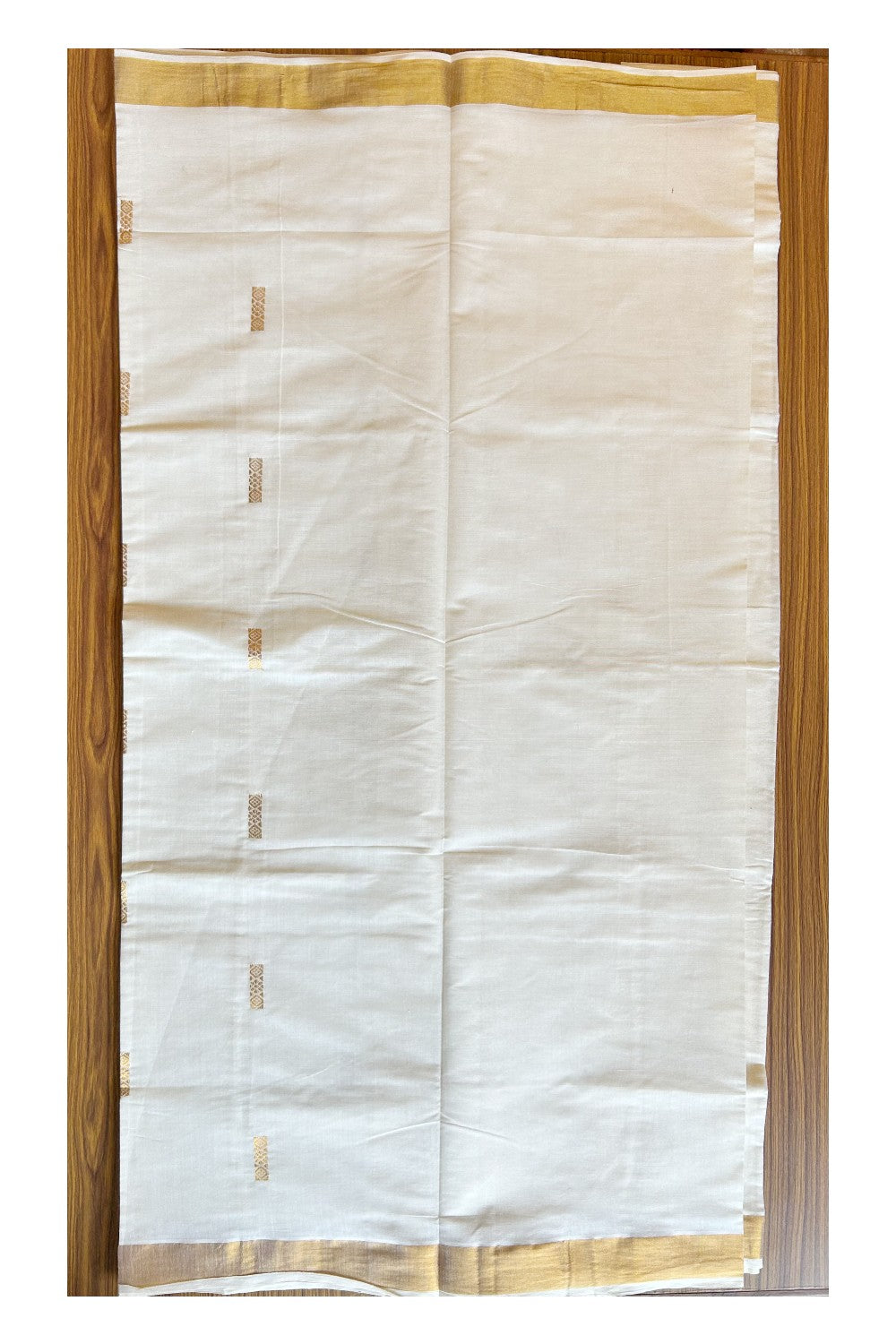 25% Discount! Kaitharikada Kerala Cotton Saree Off white - 12 inch Kasavu Saree with Flower Pattern putta Design - 8KK1003HAR