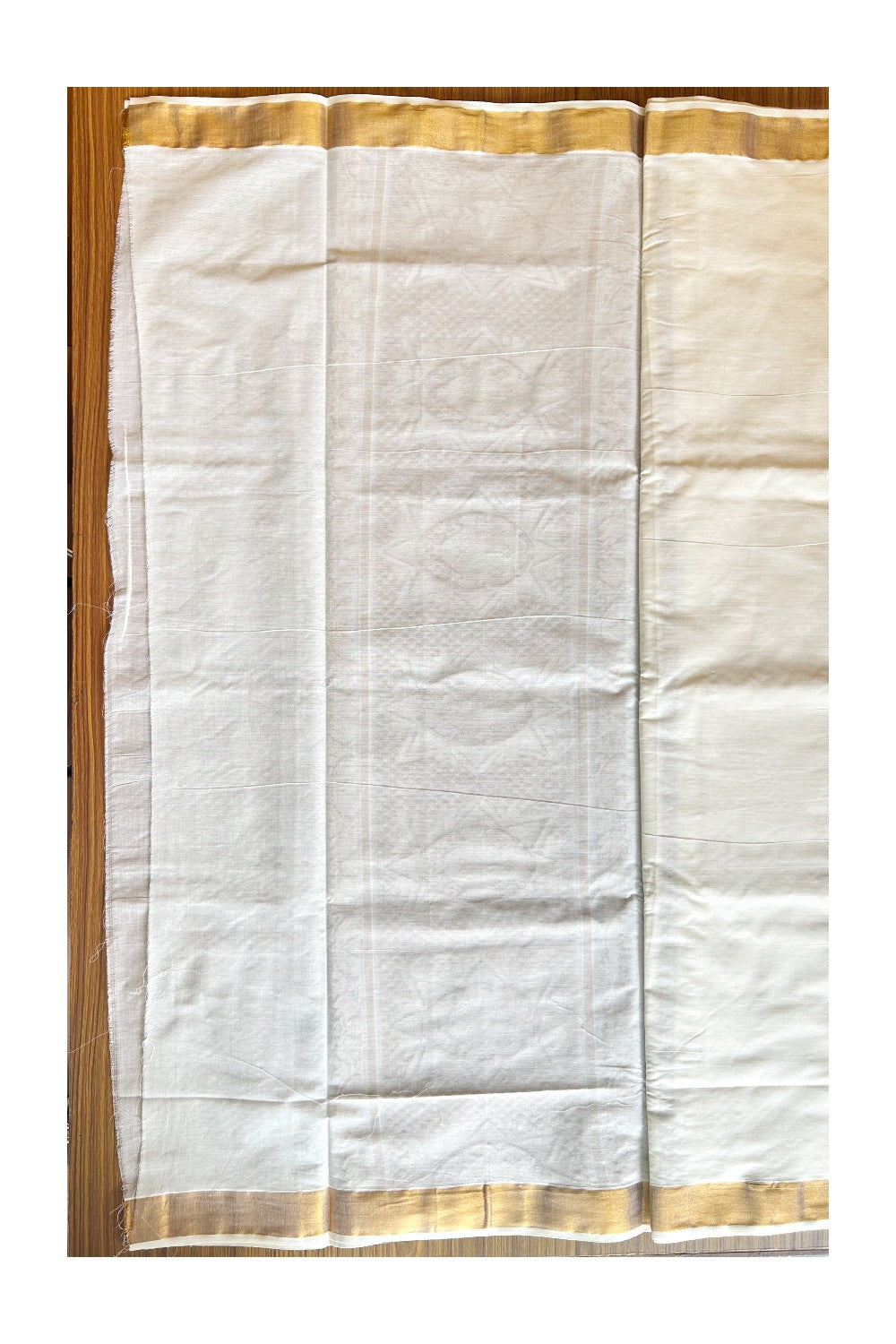 23 % Discount!!! Kaitharikada Kerala Cotton Saree Off white - 27.5 inch Kasav Zari with Flower Pattern Putta Design- 8KK1002JEE