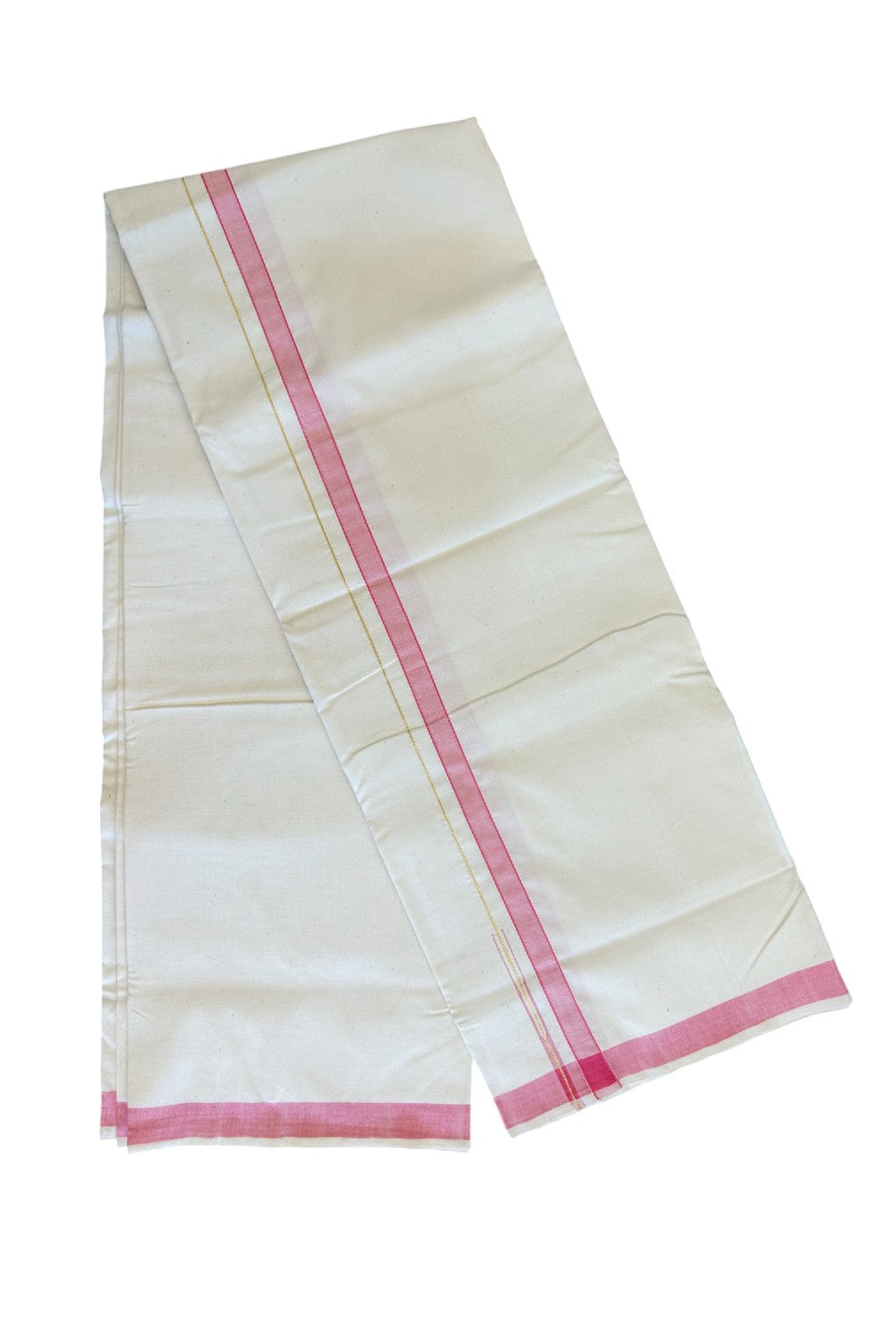 30% Discount KaithariKada 100% Cotton Balaramapuram HANDLOOM Single Mundu/Dhoti - Off White - (Unbleached) Puliyilakara Chutty Kasavu & 1.5 inch Blue Kara (2 meter / 4 muzham)  - 9KK499KK