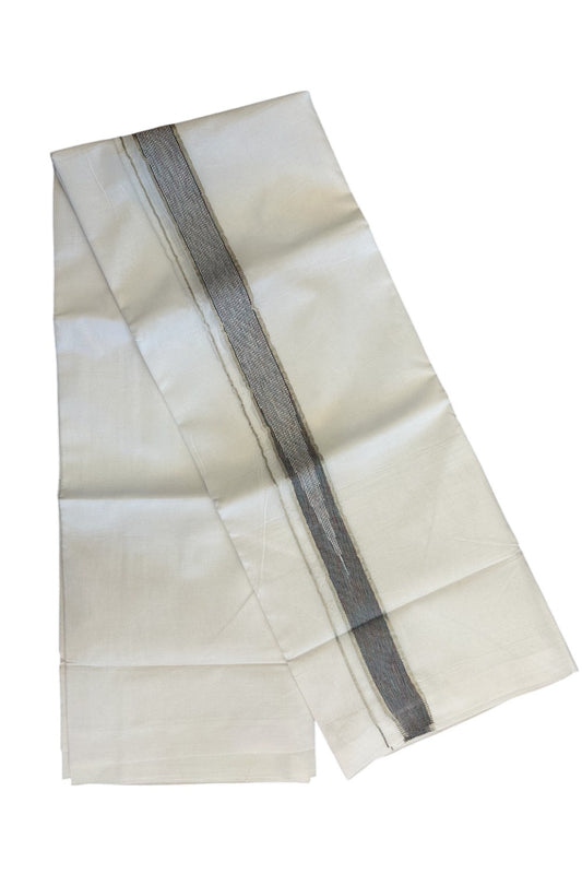 19% Discount!!! KaithariKada Balaramapuram  PURE WHITE Double Mundu/Dhoti - 80X90 - 2 inch Silver kasavu Multi colour  heavy chutty kara 3.75 meters (8 Muzham) - 9KK5058GUN