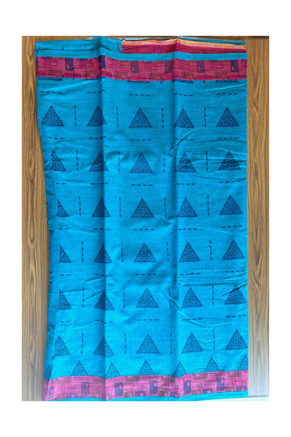 KaithariKada- Balaramapuram Saree - 100% PURE Cotton Silk - Sky Blue & Magenta Design - 9KK1004DHA.