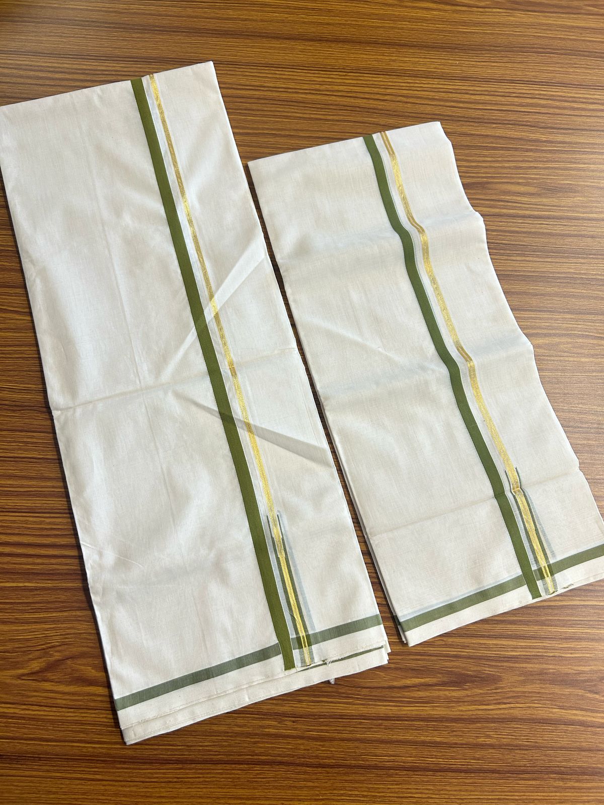 54% Discount!!! KaithariKada HANDLOOM UNAKKUPAAV Balaramapuram - 100% Cotton Puliyilakkara Chutty - & SINGLE Set Mundu for Women - OLIVE GREEN Kasav Border- 9KK497RAV