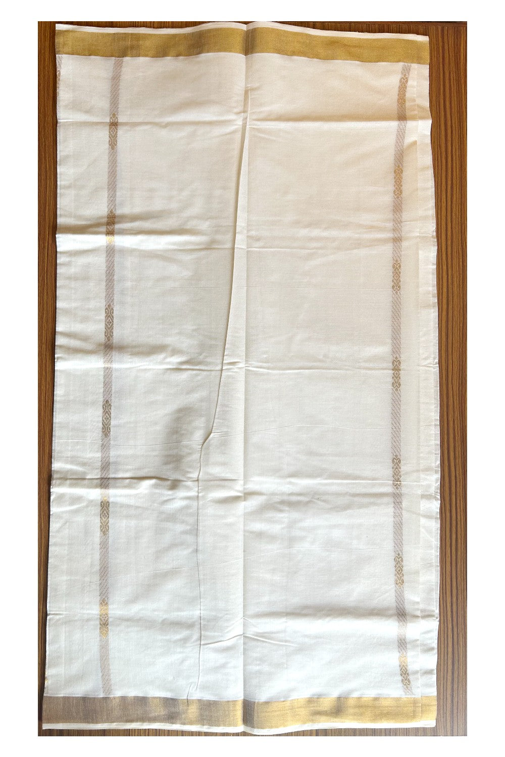 23 % Discount!!! Kaitharikada Kerala Cotton Saree Off white  - 30 inch Kasav Zari with Peacock Pattern Putta Design- 9KK1002JEE