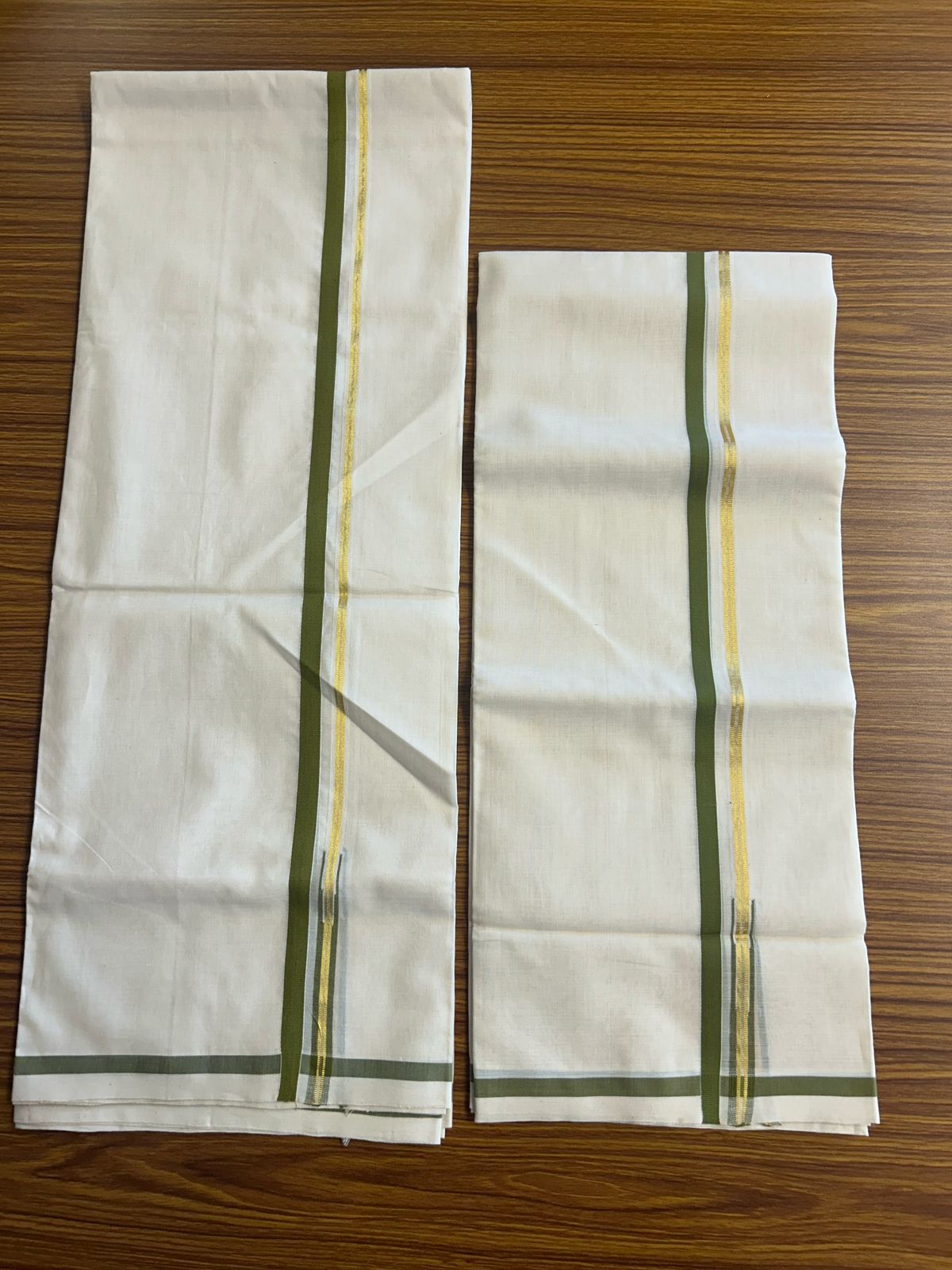 54% Discount!!! KaithariKada HANDLOOM UNAKKUPAAV Balaramapuram - 100% Cotton Puliyilakkara Chutty - & SINGLE Set Mundu for Women - OLIVE GREEN Kasav Border- 9KK497RAV