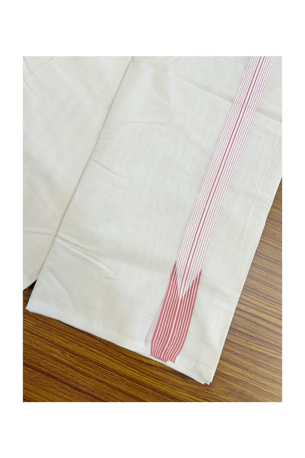 20%OFFER! KaithariKada Balaramapuram 100% Cotton Double OFF WHITE - (Unbleached) Mundu/Dhoti-100x100 - 1.5 inch  12 LINE Puliyilakkara Peach Chutty Kara- 9KK5187ASH