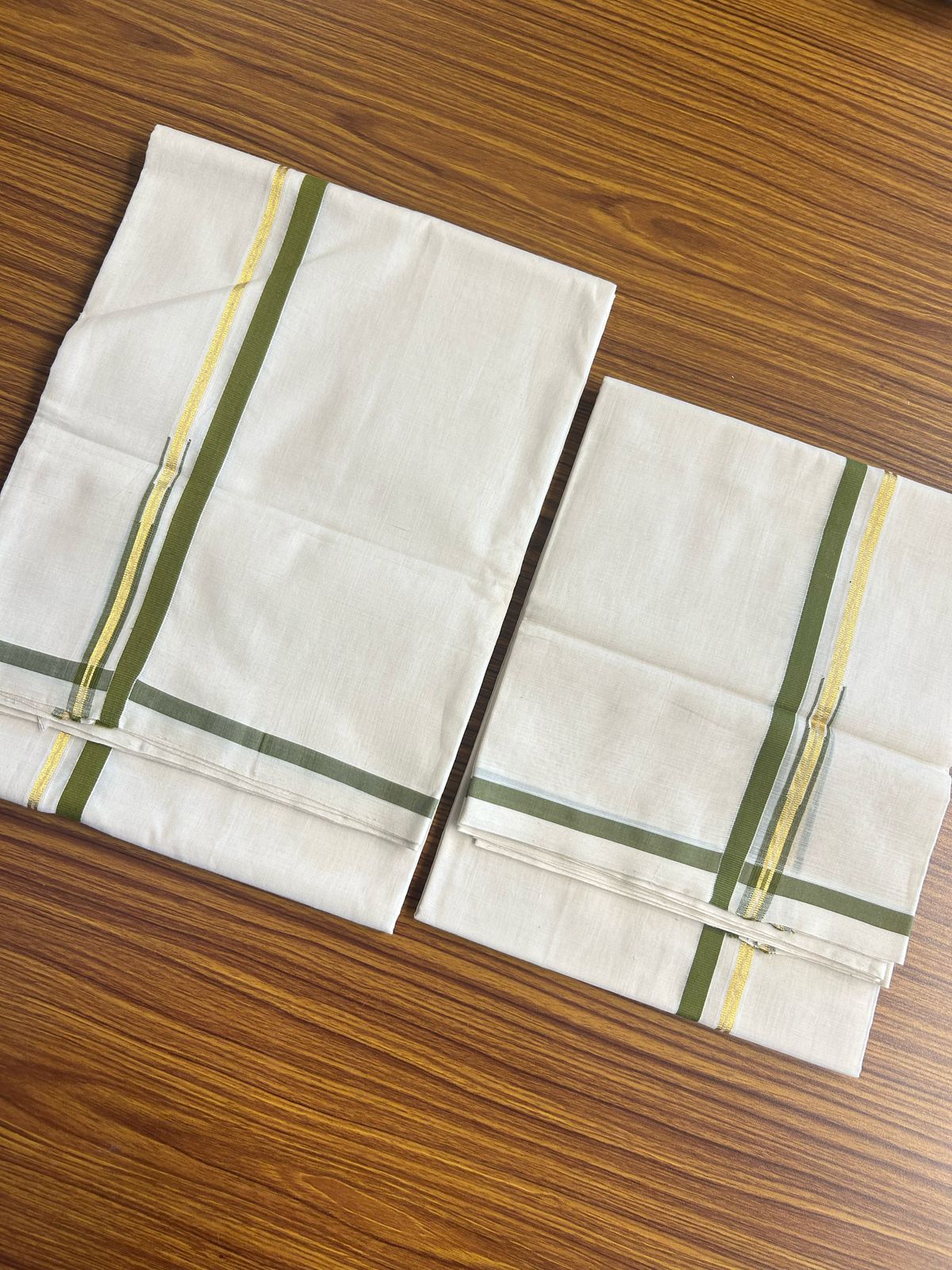 54% Discount!!! KaithariKada HANDLOOM UNAKKUPAAV Balaramapuram - 100% Cotton Puliyilakkara Chutty - & SINGLE Set Mundu for Women - OLIVE GREEN Kasav Border- 9KK497RAV