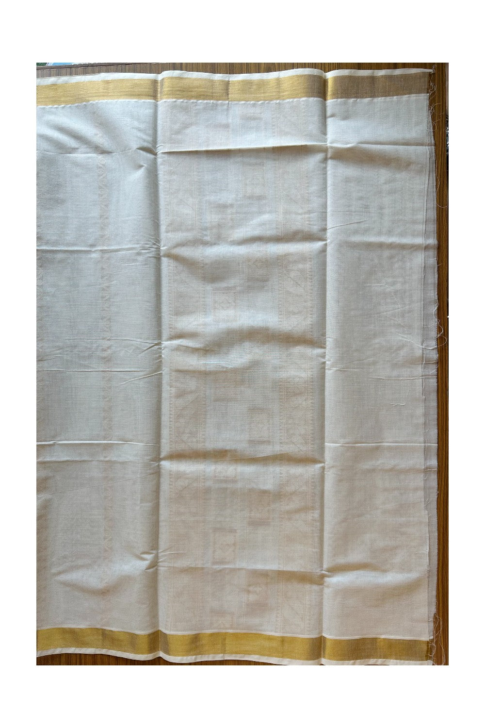 25% Discount! Kaitharikada Kerala Cotton Saree Off white - 12 inch Kasavu Saree with Flower Pattern putta Design - 9KK1003HAR