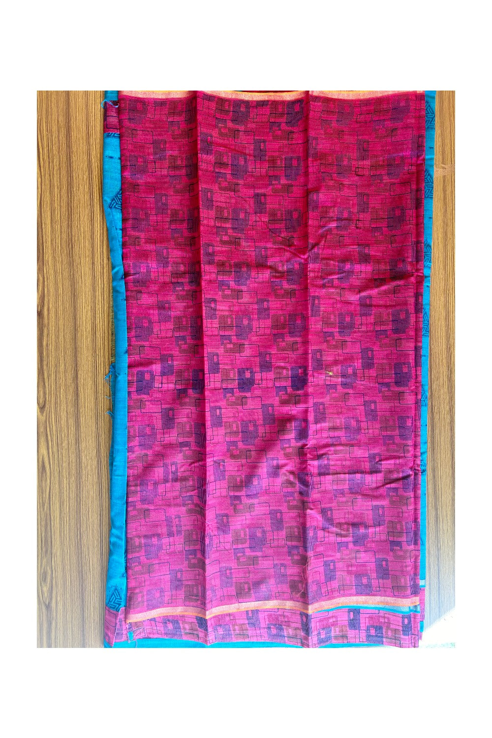 KaithariKada- Balaramapuram Saree - 100% PURE Cotton Silk - Sky Blue & Magenta Design - 9KK1004DHA.