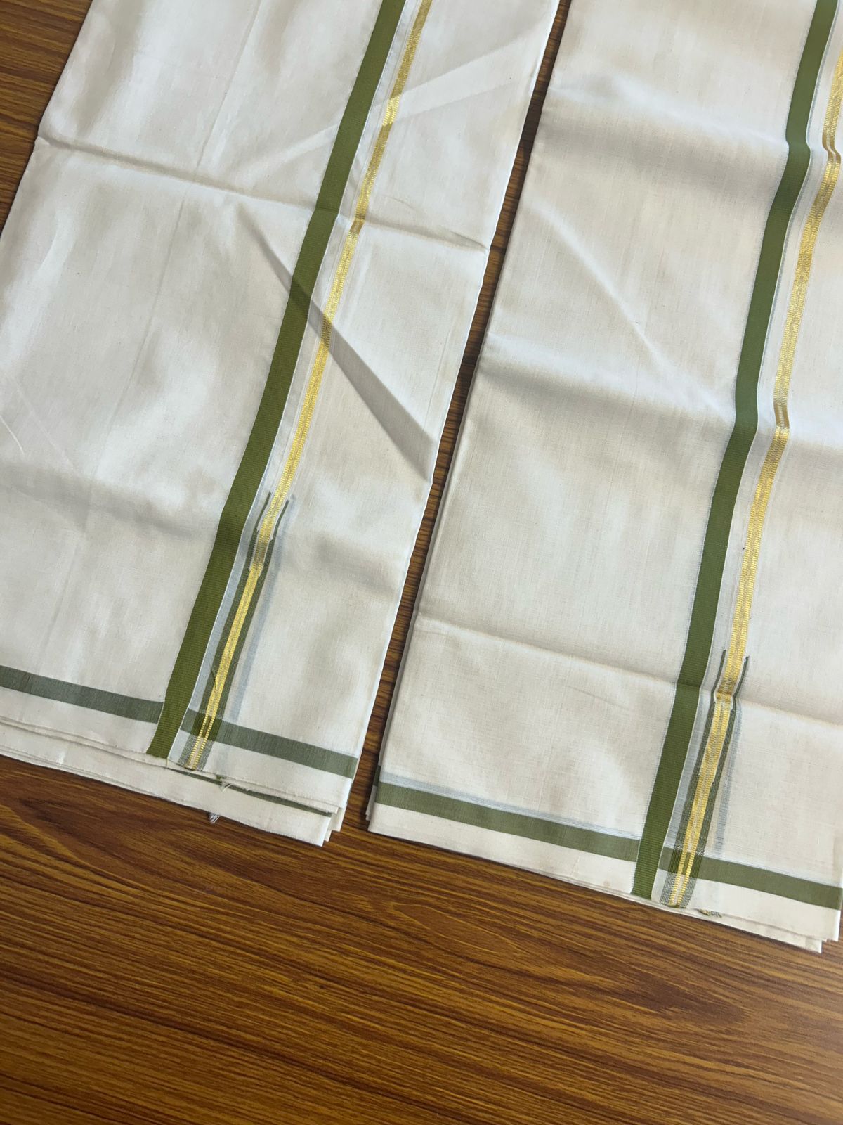 54% Discount!!! KaithariKada HANDLOOM UNAKKUPAAV Balaramapuram - 100% Cotton Puliyilakkara Chutty - & SINGLE Set Mundu for Women - OLIVE GREEN Kasav Border- 9KK497RAV