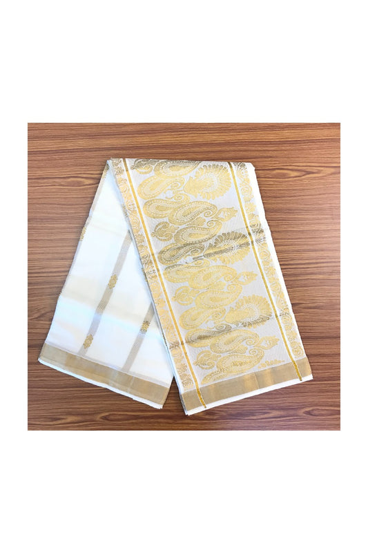 20% Discount!!! Kaitharikada Kerala Saree - Cotton Kasavu Saree Heavy  work 12 Inch  Pallu - Manga Design Pattern Pallu.- HEAVY003