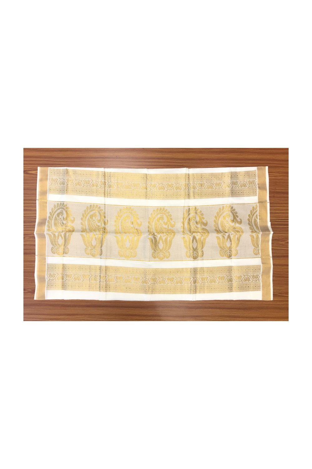20% Discount!!! Kaitharikada Kerala Saree - Cotton Kasavu Saree Heavy  work 24 Inch  Pallu - Flower  Pattern Pallu.-20..