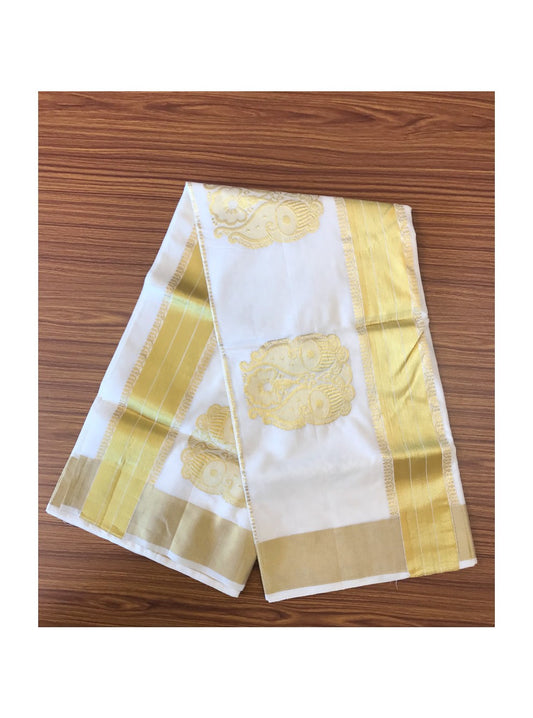 KaithariKada HANDLOOM UNAKKUPAAV Balaramapuram Kerala Saree for Women - 100% PURE Cotton with 24 inch  Kasavu & MANGO Design Border  - 7
