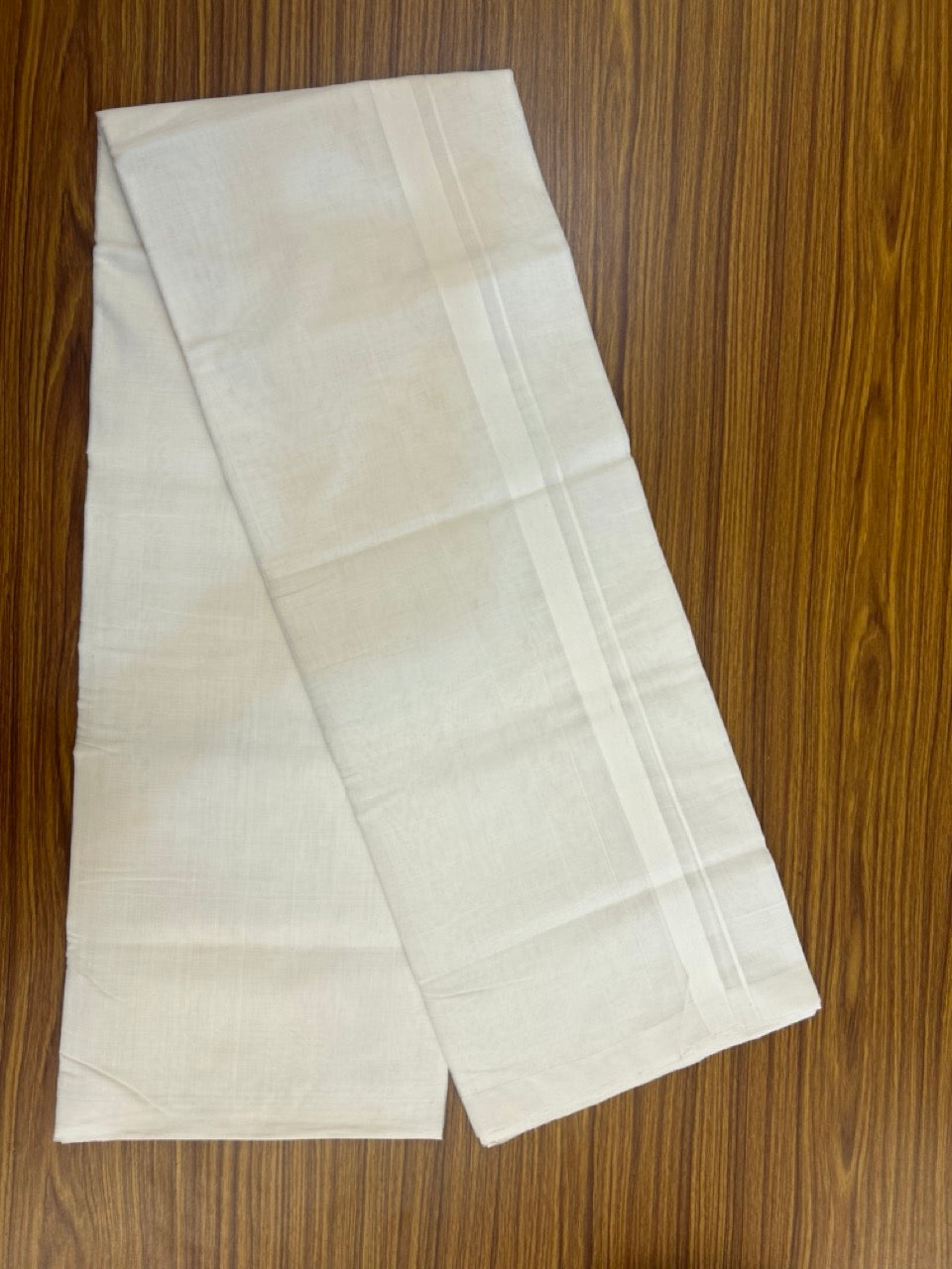 25% Discount! KaithariKada Handloom Unakkupaav Balaramapuram - 100% PURE Cotton Off White Double (Unbleached) Mundu/Dhoti - 80x90 - 0.75 Inch White kara 4 mtr (8.5 Muzham) - 1 KK5266 YAR