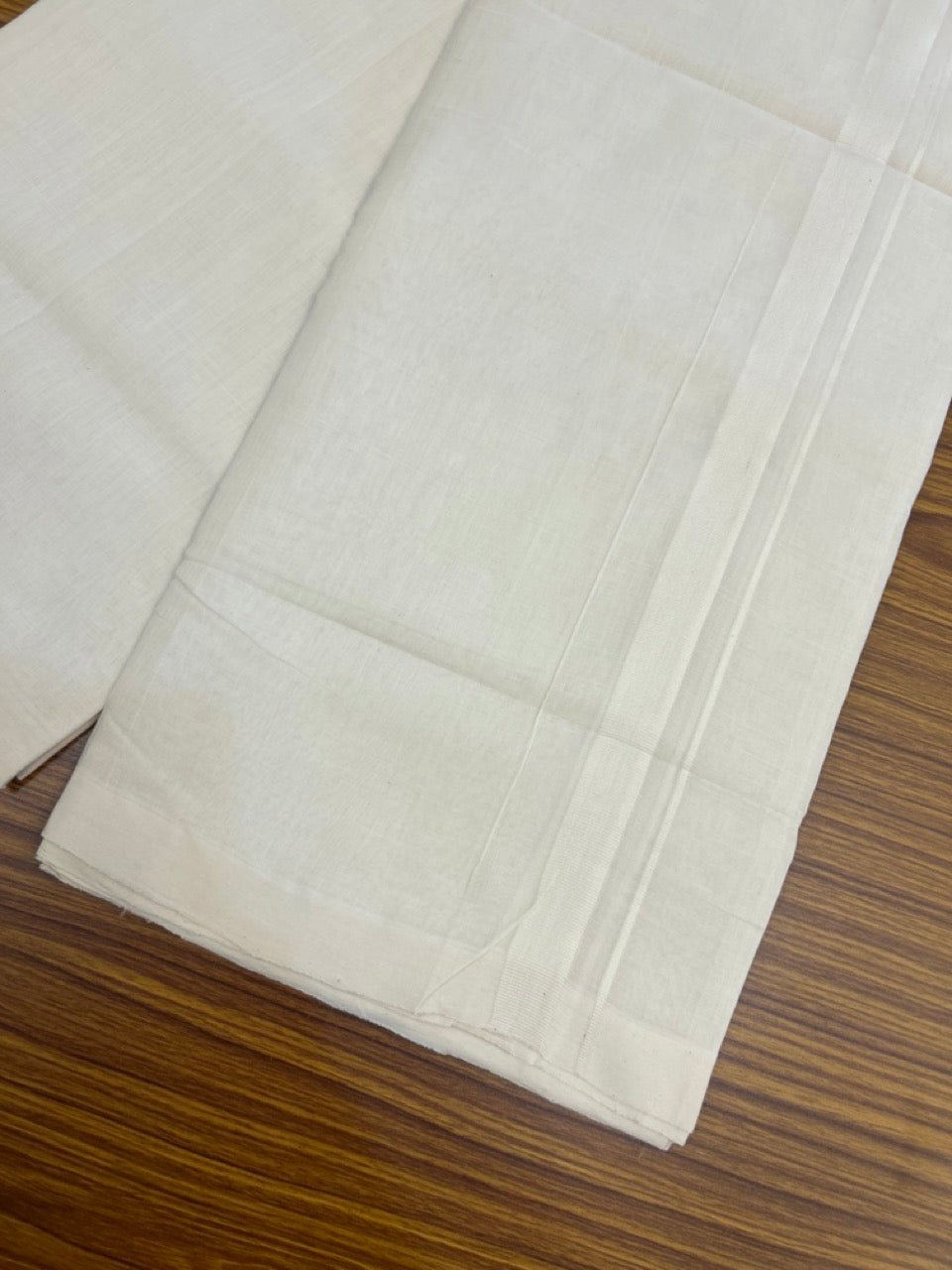 25% Discount! KaithariKada Handloom Unakkupaav Balaramapuram - 100% PURE Cotton Off White Double (Unbleached) Mundu/Dhoti - 80x90 - 0.75 Inch White kara 4 mtr (8.5 Muzham) - 1 KK5266 YAR