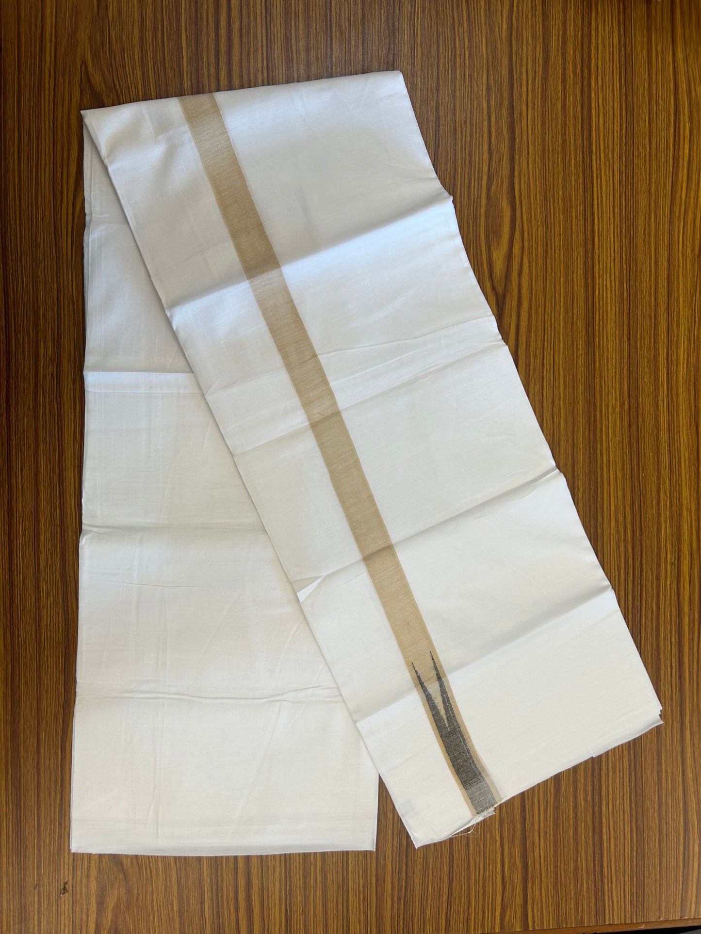 20% Discount ! Kaitharikada Balaramapuram 100% Cotton Pure White Double Mundu/Dothi - 100x80 - 1 inch Puliyilakkara Gold Kasav & Ash Black Chutty Kara  3.90 mtr (8 muzham) - 3 KK5344 VAS