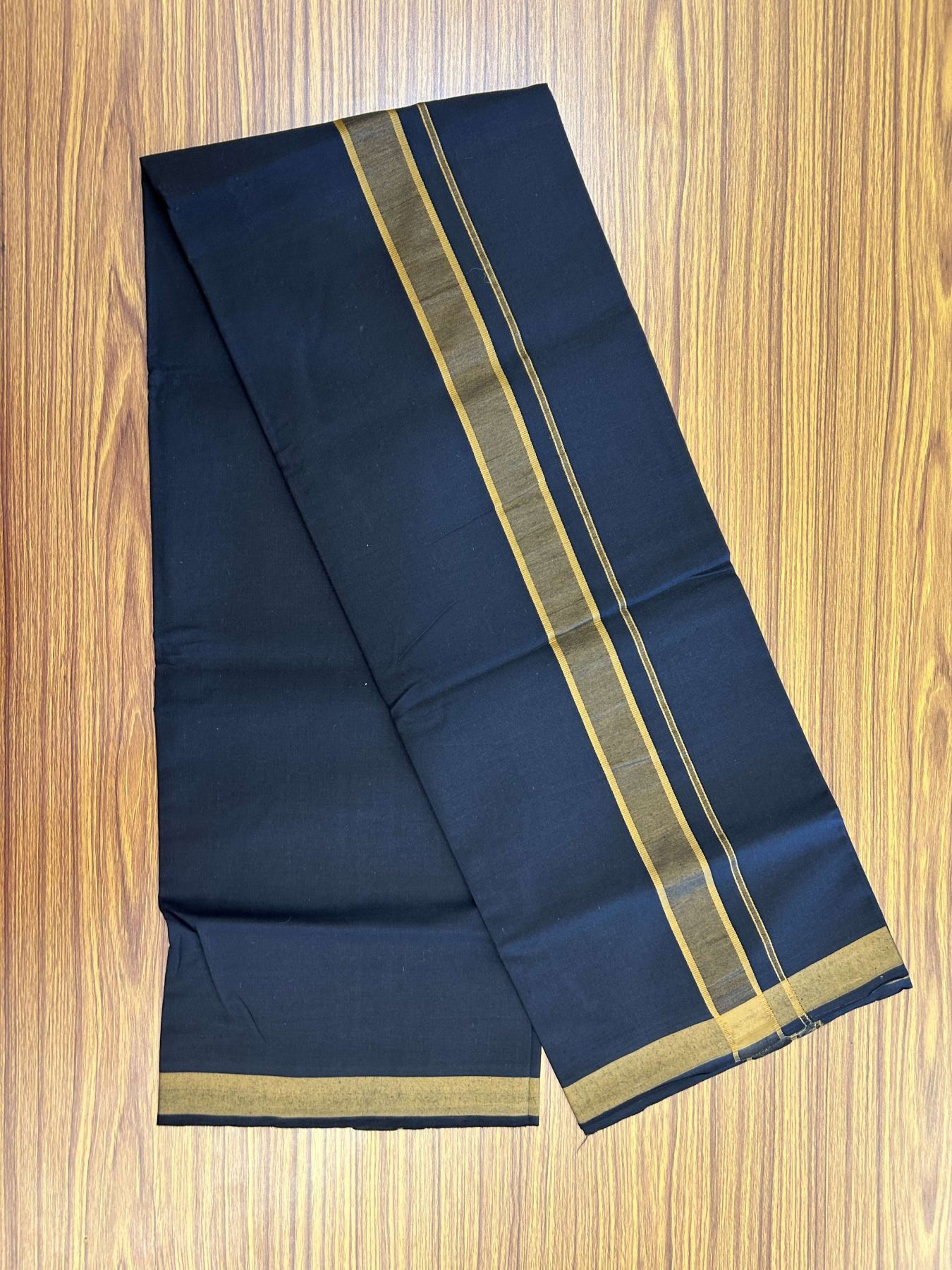19% Discount!!! Kaitharikada - Single Kaily / Lungi - 60s - 1.25 inch Brown Pattern striped kara with Black colour body  (2 meter / 4 muzham) - 5 KK8042 GAN