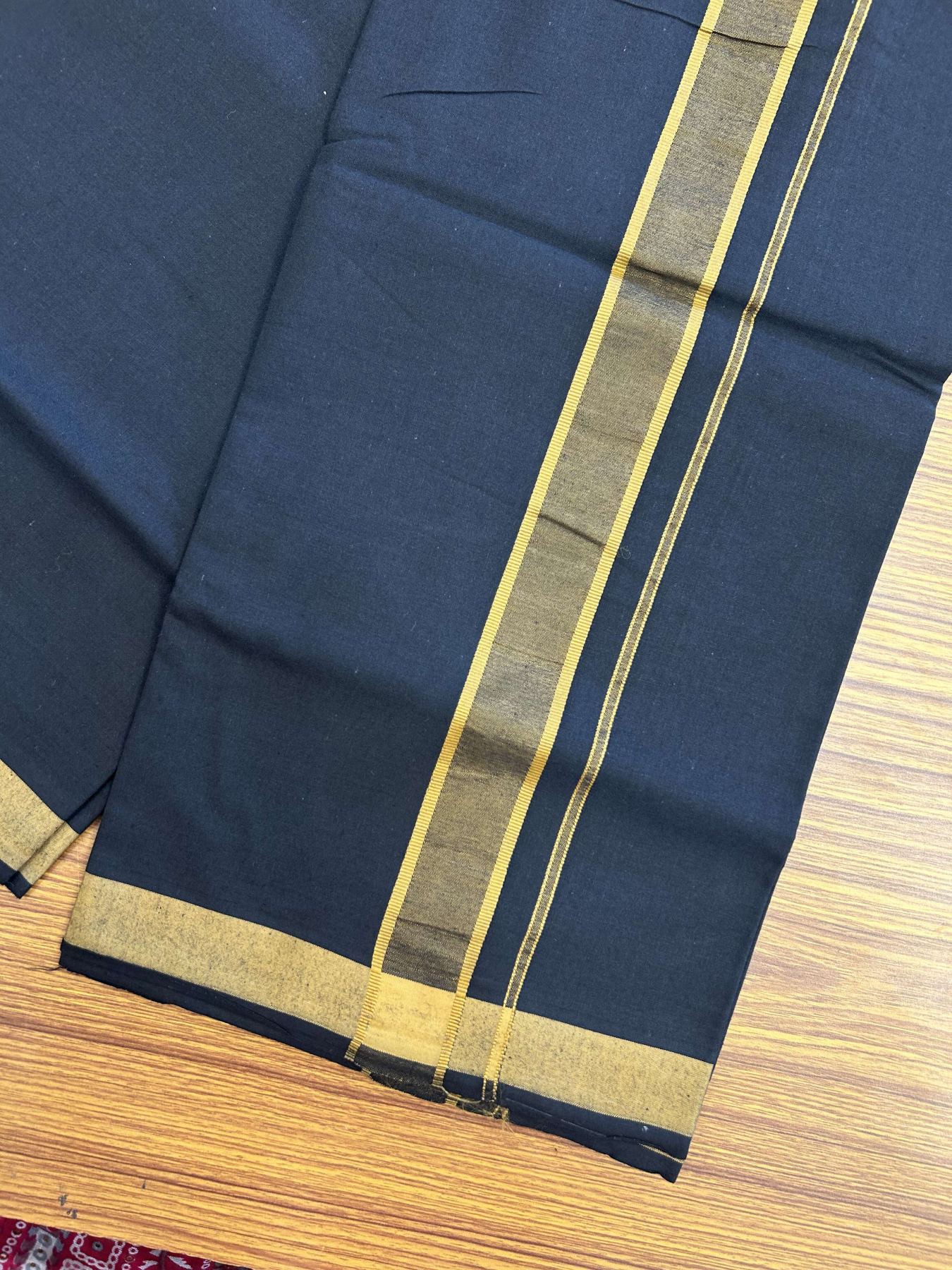 19% Discount!!! Kaitharikada - Single Kaily / Lungi - 60s - 1.25 inch Brown Pattern striped kara with Black colour body  (2 meter / 4 muzham) - 5 KK8042 GAN