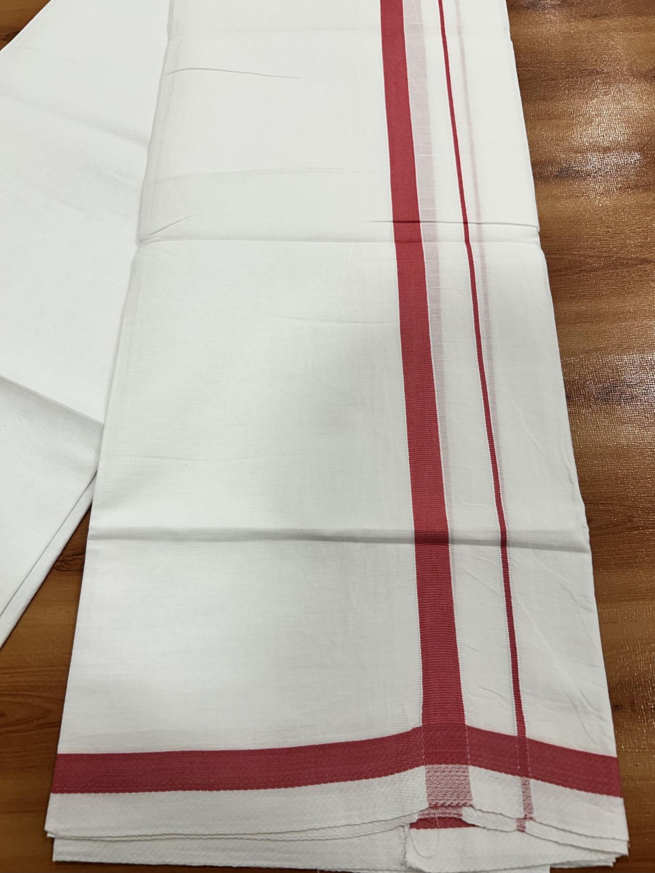 Single Pure White Mundu/Dhoti - KaithariKada Balaramapuram Pure Cotton - 70x30 - 0.5 Inch Rose Kara 1.90 mtr (4 muzham) - 7 KK5418 PMC