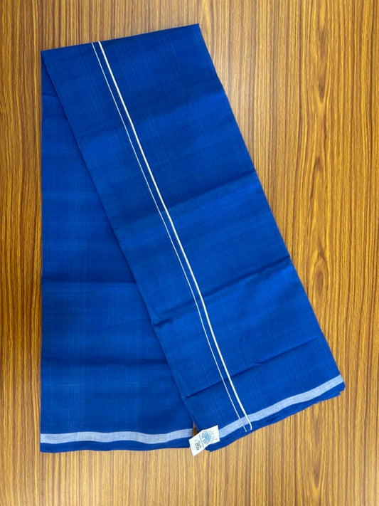 10% Discount !! KaithariKada 100% Pure Cotton - HANDLOOM Single Mundu/Dhoti Blue COLOUR BODY & White 0.2 cm Kara (2 meter / 4 muzham) - 17KK8020ELA