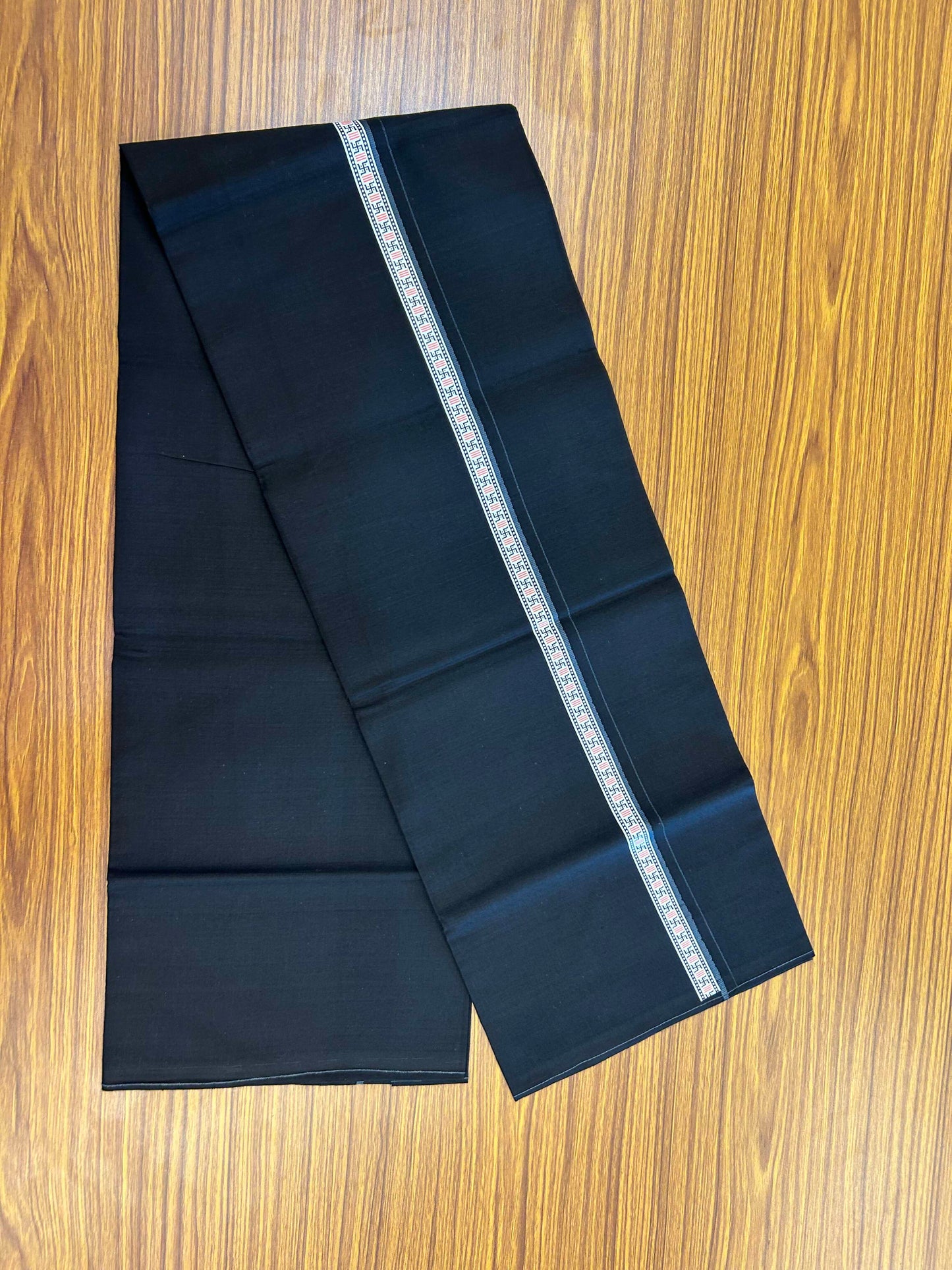 39% Discount! Kaitharikada - Pure Cotton - Single Kaily / Lungi - (60s) - 1 inch Ash Grey & Multi colour Pattern Printed Kambi kara with Black colour body (2 meter / 4 muzham) - 5 KK8043 GAN