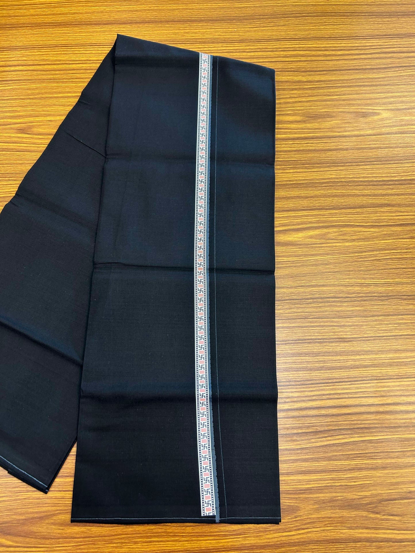 39% Discount! Kaitharikada - Pure Cotton - Single Kaily / Lungi - (60s) - 1 inch Ash Grey & Multi colour Pattern Printed Kambi kara with Black colour body (2 meter / 4 muzham) - 5 KK8043 GAN
