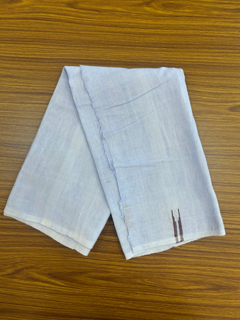 Kaitharikada - HANDLOOM Pure Cotton Kerala Towel - Thorthu - White Body & Purple Chutty Kara- 1KK5197ELA