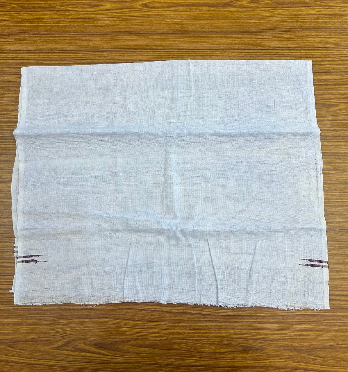 Kaitharikada - HANDLOOM Pure Cotton Kerala Towel - Thorthu - White Body & Purple Chutty Kara- 1KK5197ELA