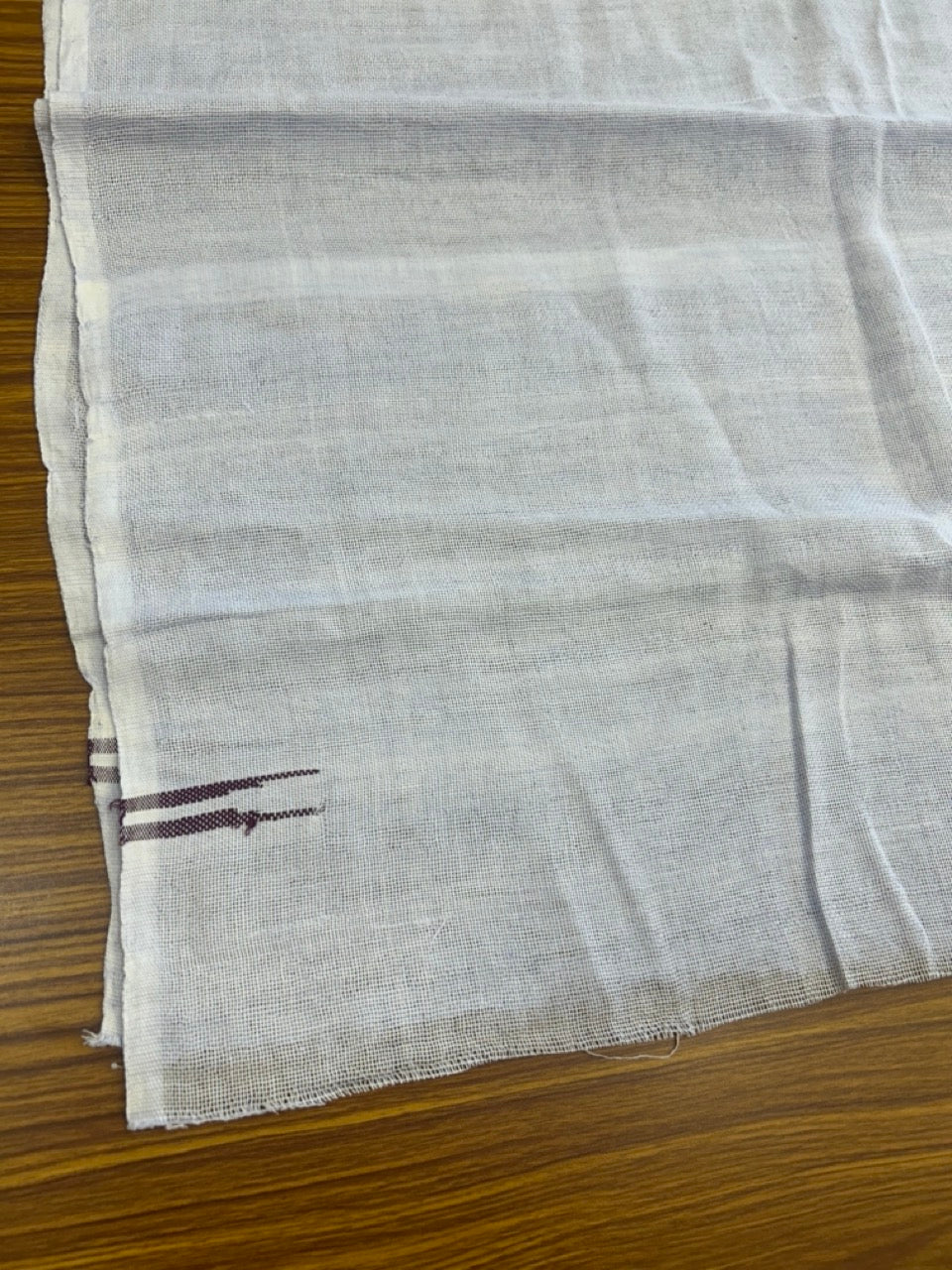Kaitharikada - HANDLOOM Pure Cotton Kerala Towel - Thorthu - White Body & Purple Chutty Kara- 1KK5197ELA