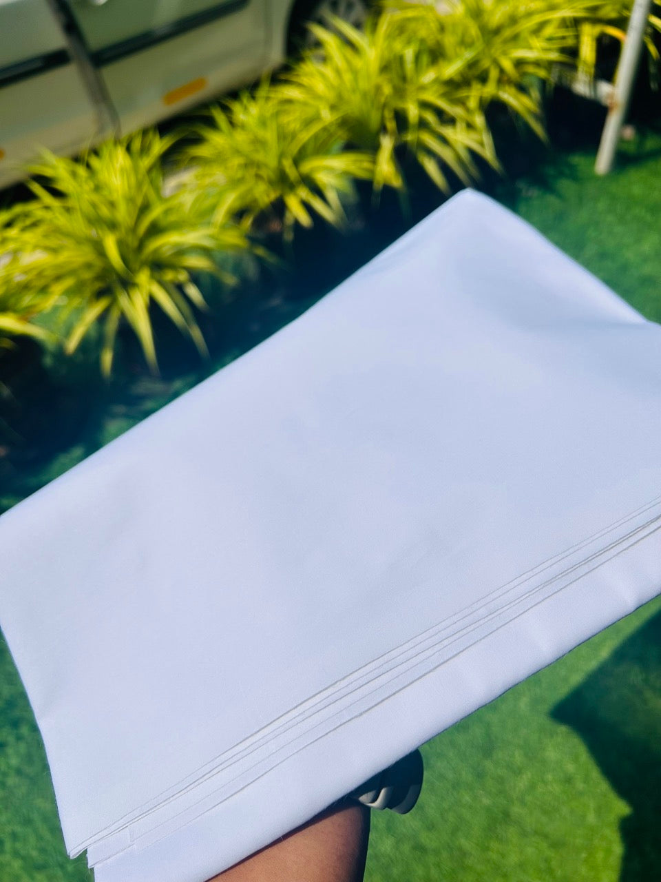 NEW! Kaitharikada Politician Shirt- PURE White  Mercerised  Cotton Shirt Material 200x115(cm) (₹ 480 Per meter) - 2KK7001MKS.