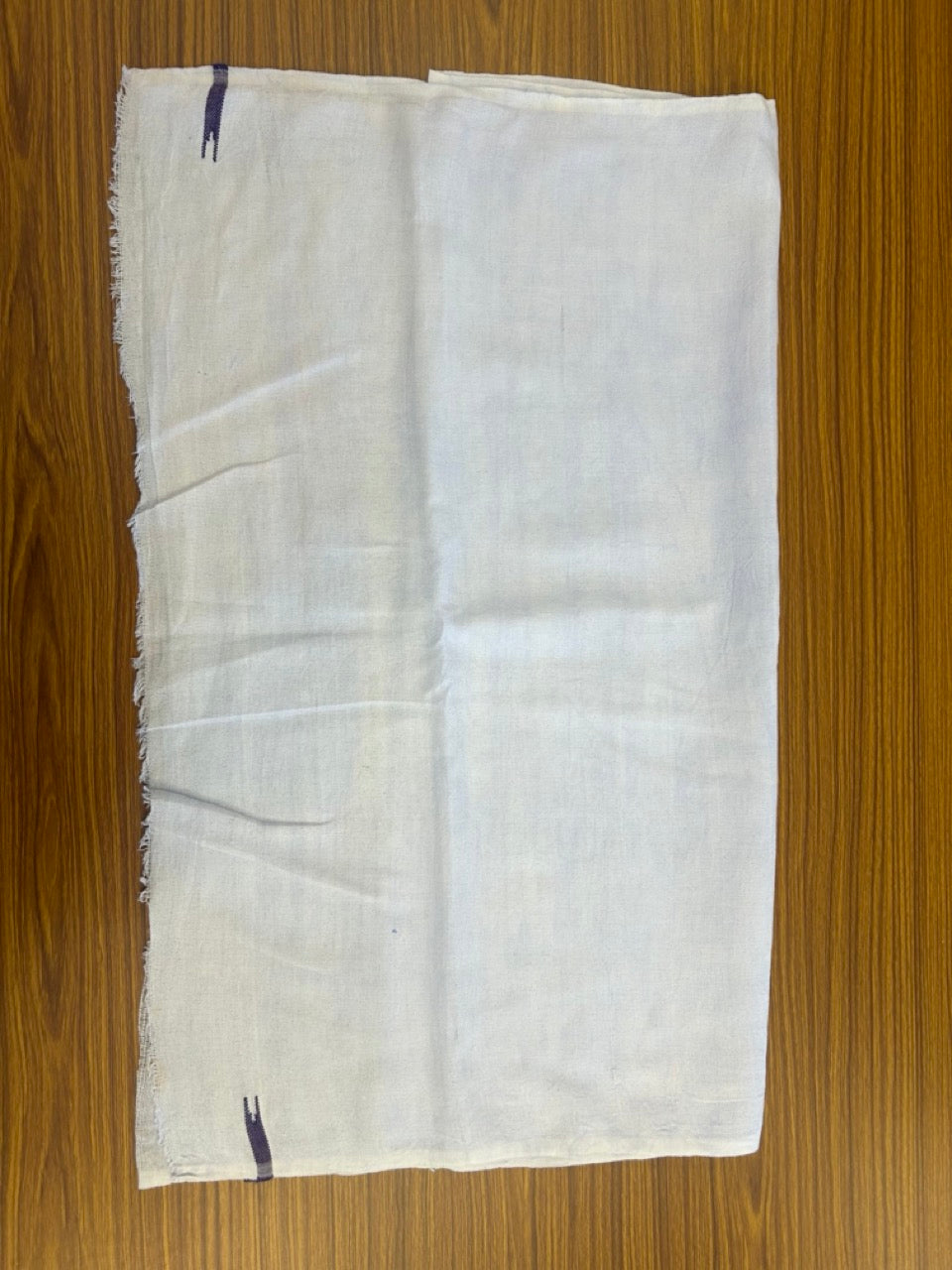 Kaitharikada - HANDLOOM Pure Cotton Kerala Towel - Thorthu - White Body & Violet Chutty Kara- 4KK5197ELA