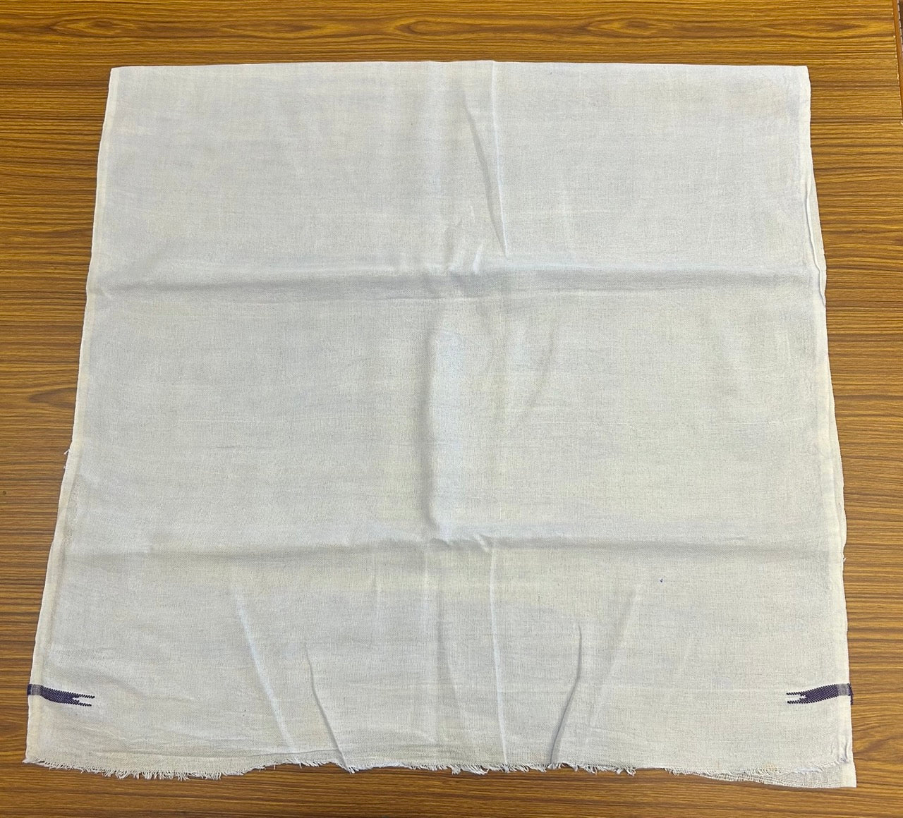 Kaitharikada - HANDLOOM Pure Cotton Kerala Towel - Thorthu - White Body & Violet Chutty Kara- 4KK5197ELA