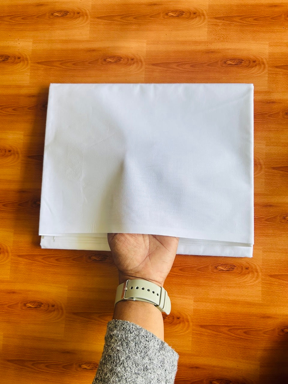 NEW! Kaitharikada Politician Shirt- PURE White  Mercerised  Cotton Shirt Material 200x115(cm) (₹ 480 Per meter) - 2KK7001MKS.