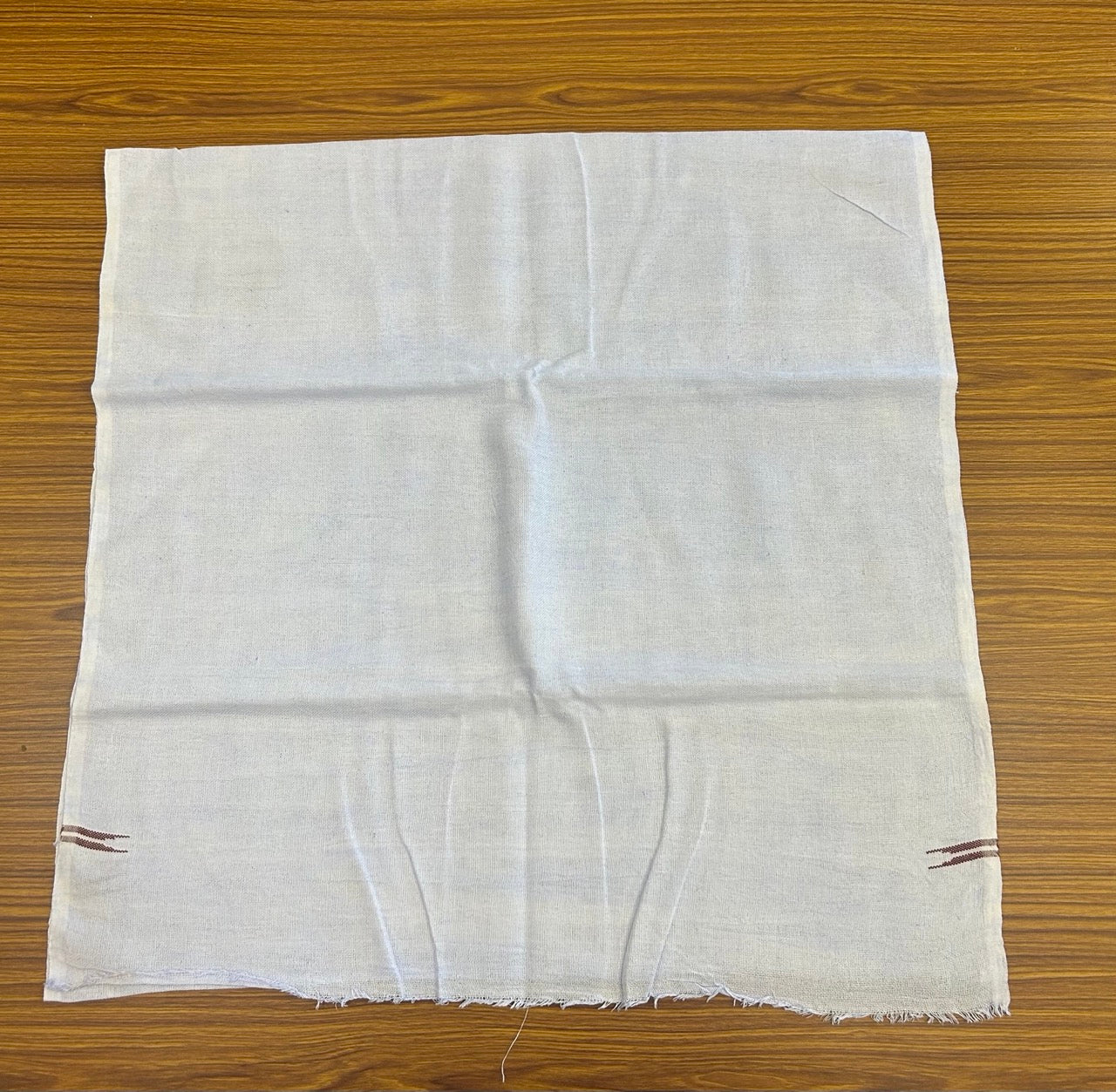 Kaitharikada - HANDLOOM Pure Cotton Kerala Towel - Thorthu - White Body & Brown Chutty Kara- 10KK5197ELA