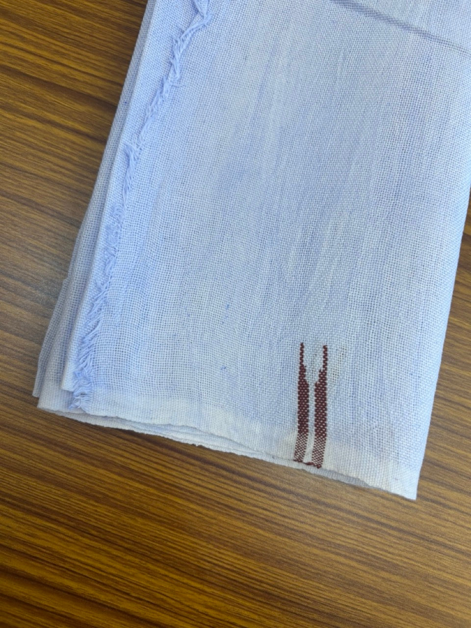 Kaitharikada - HANDLOOM Pure Cotton Kerala Towel - Thorthu - White Body & Brown Chutty Kara- 10KK5197ELA
