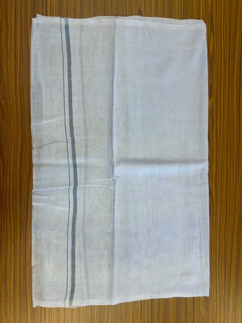 Kaitharikada - HANDLOOM Pure Cotton Kerala Towel - Thorthu - White Body & Teal Green Kara - 12KK5197ELA