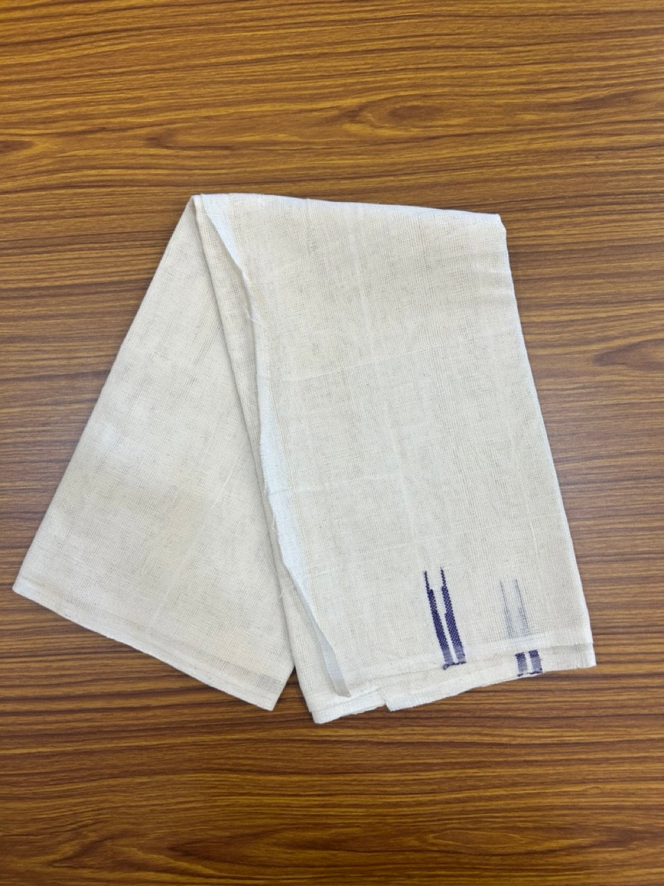 Kaitharikada - HANDLOOM Pure Cotton Kerala Towel - Thorthu - Off White Body & Violet Chutty Kara - 13KK5197ELA
