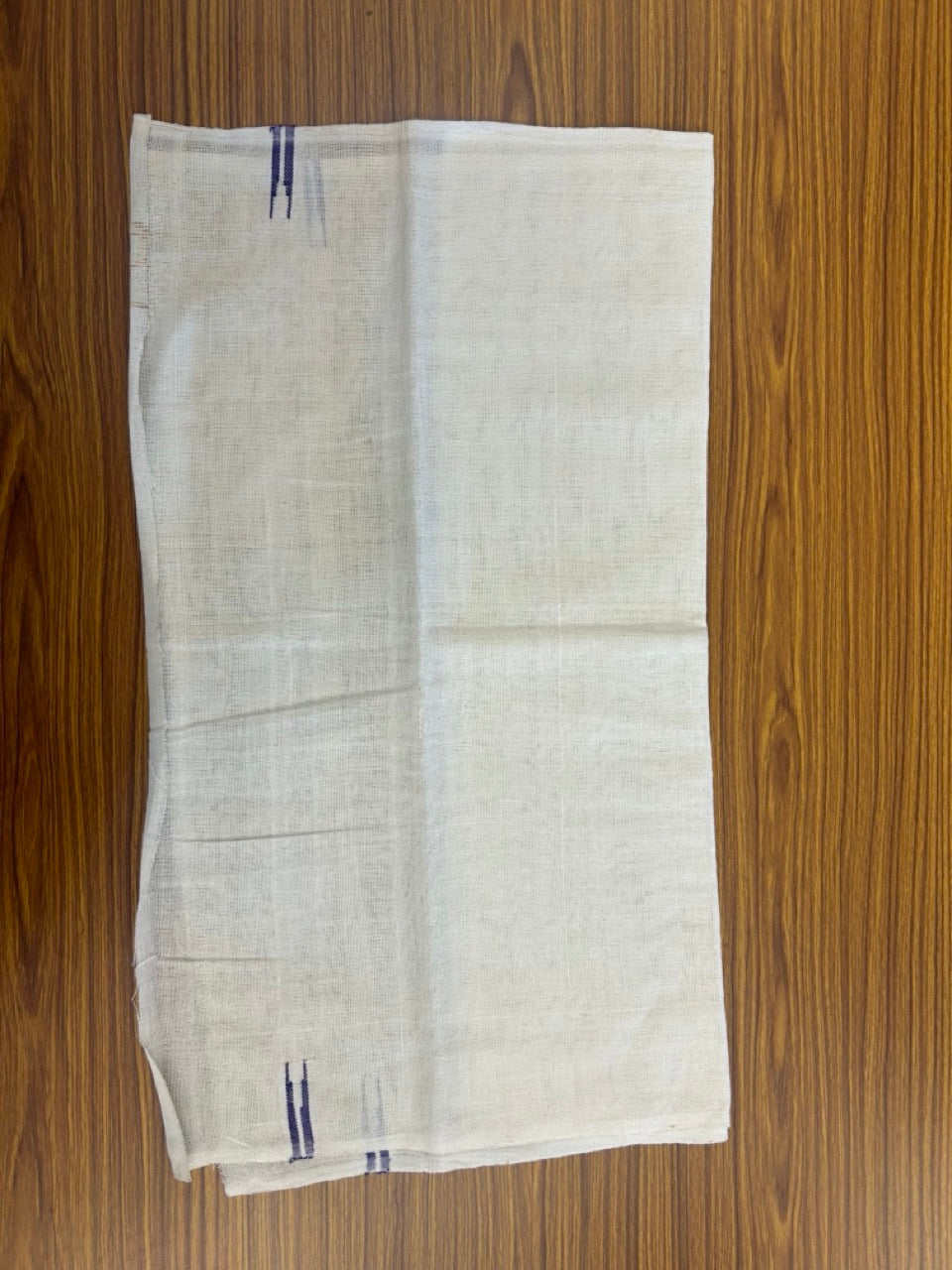 Kaitharikada - HANDLOOM Pure Cotton Kerala Towel - Thorthu - Off White Body & Violet Chutty Kara - 13KK5197ELA