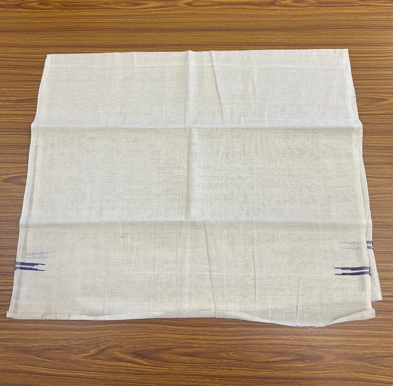 Kaitharikada - HANDLOOM Pure Cotton Kerala Towel - Thorthu - Off White Body & Violet Chutty Kara - 13KK5197ELA
