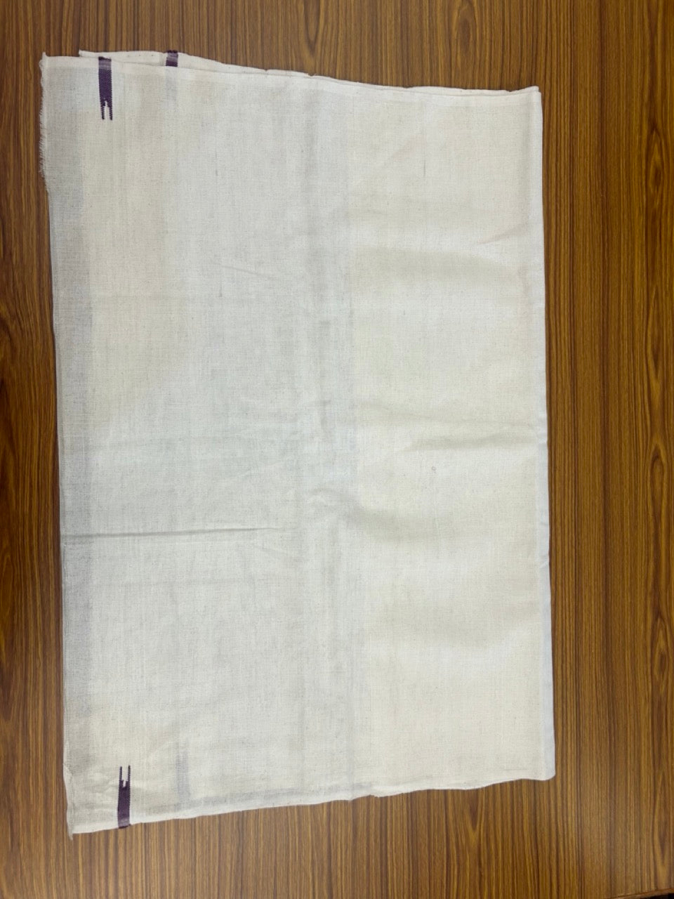 Kaitharikada - HANDLOOM Pure Cotton Kerala Towel - Thorthu - Off White Body & Violet Chutty Kara - 15KK5197ELA