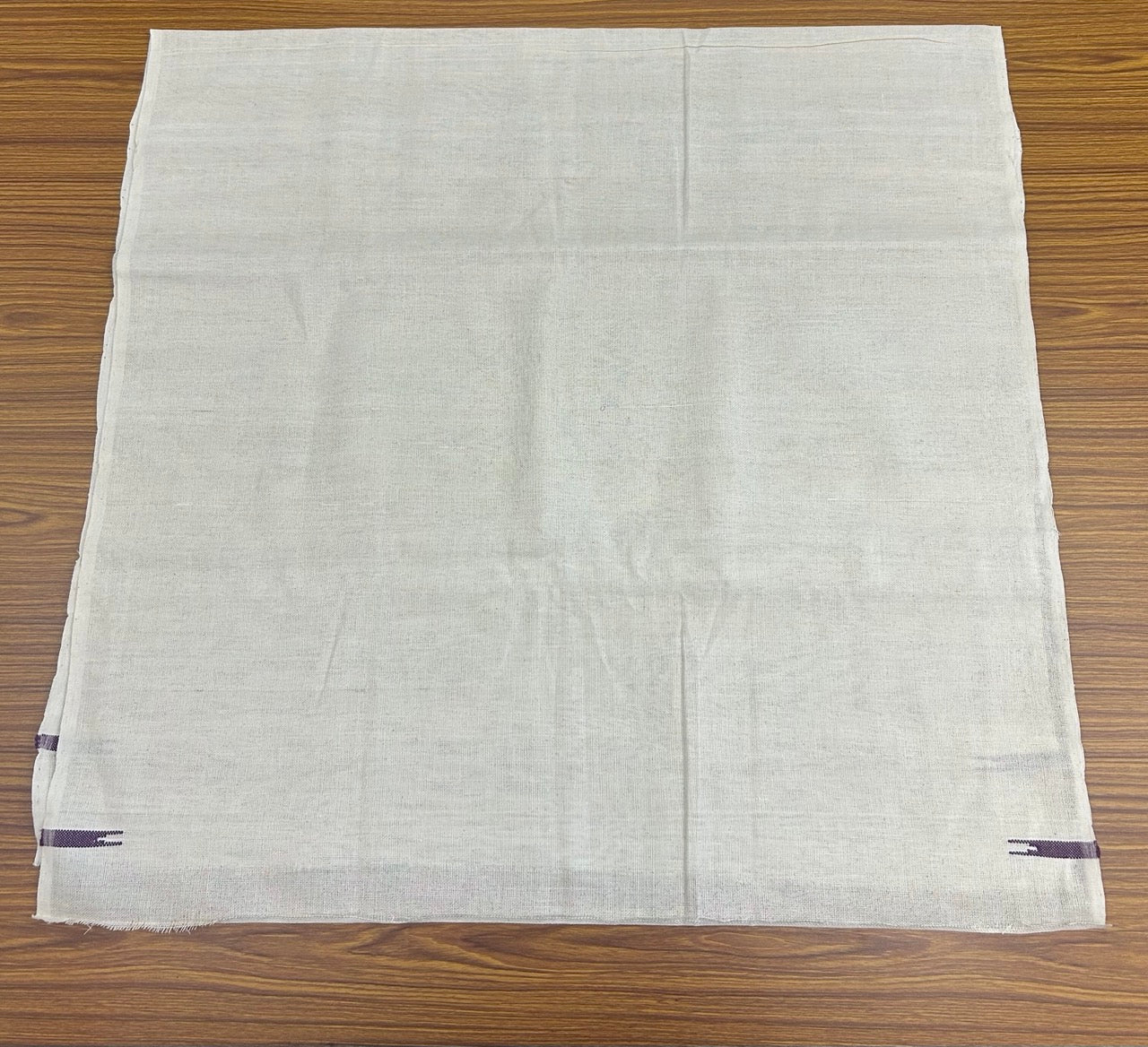 Kaitharikada - HANDLOOM Pure Cotton Kerala Towel - Thorthu - Off White Body & Violet Chutty Kara - 15KK5197ELA
