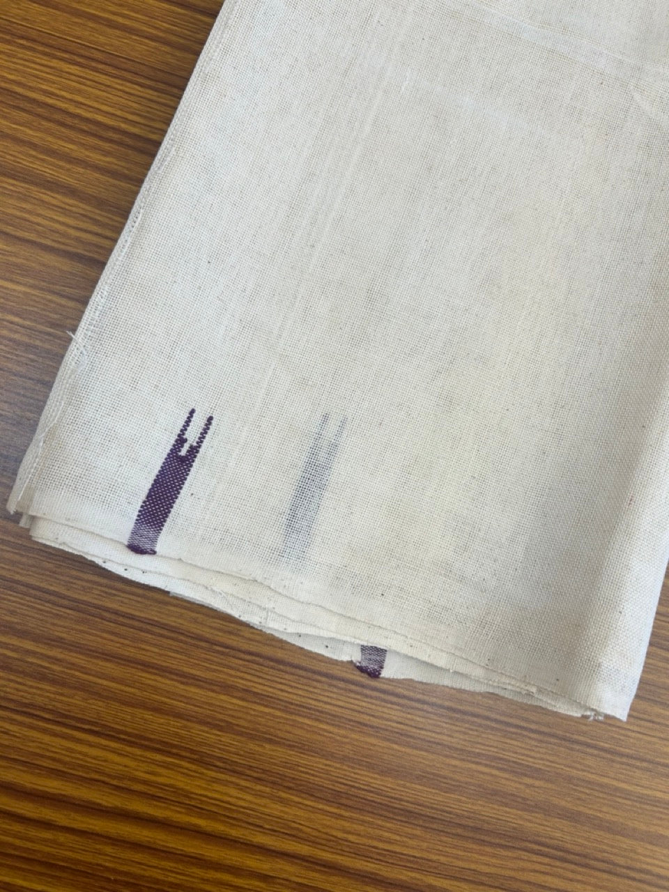 Kaitharikada - HANDLOOM Pure Cotton Kerala Towel - Thorthu - Off White Body & Violet Chutty Kara - 15KK5197ELA