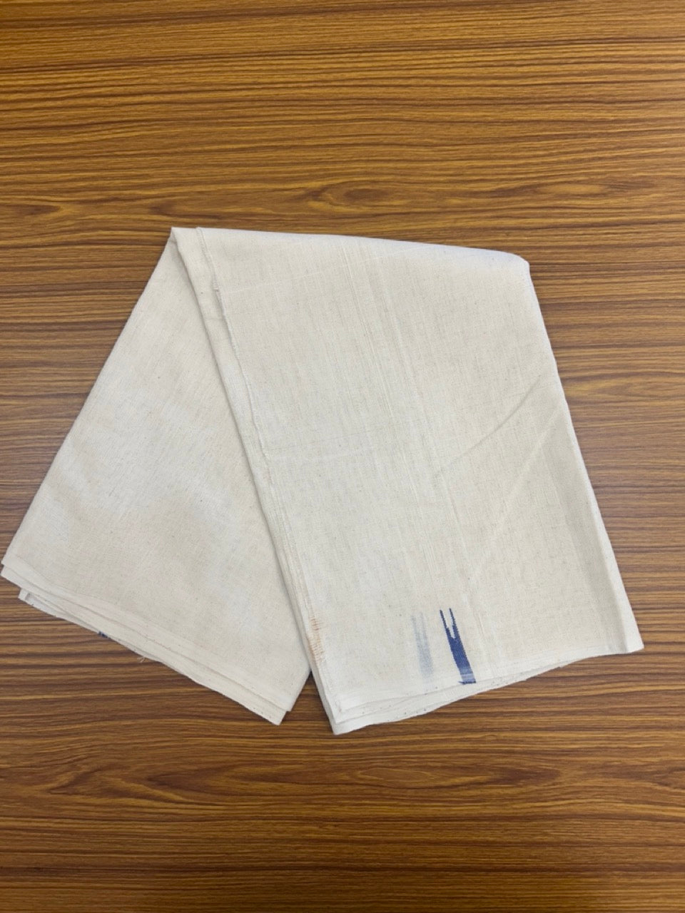 Kaitharikada - HANDLOOM Pure Cotton Kerala Towel - Thorthu - Off White Body & Blue Chutty Kara - 16KK5197ELA