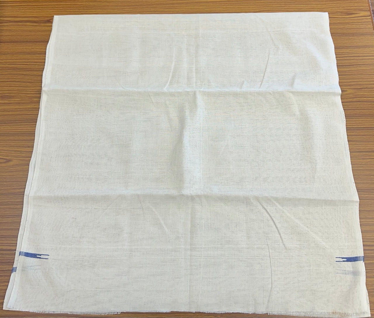 Kaitharikada - HANDLOOM Pure Cotton Kerala Towel - Thorthu - Off White Body & Blue Chutty Kara - 16KK5197ELA