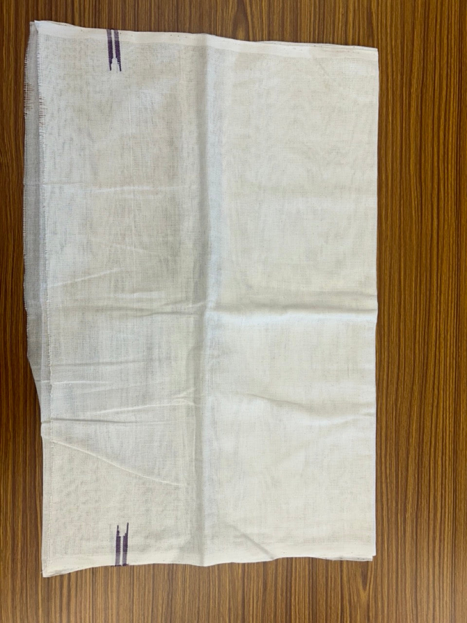 Kaitharikada - HANDLOOM Pure Cotton Kerala Towel - Thorthu - Off White Body & Purple Chutty Kara - 17KK5197ELA