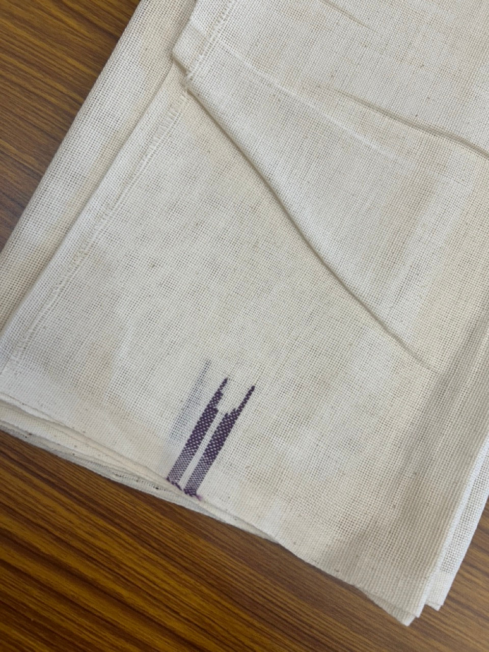 Kaitharikada - HANDLOOM Pure Cotton Kerala Towel - Thorthu - Off White Body & Purple Chutty Kara - 17KK5197ELA