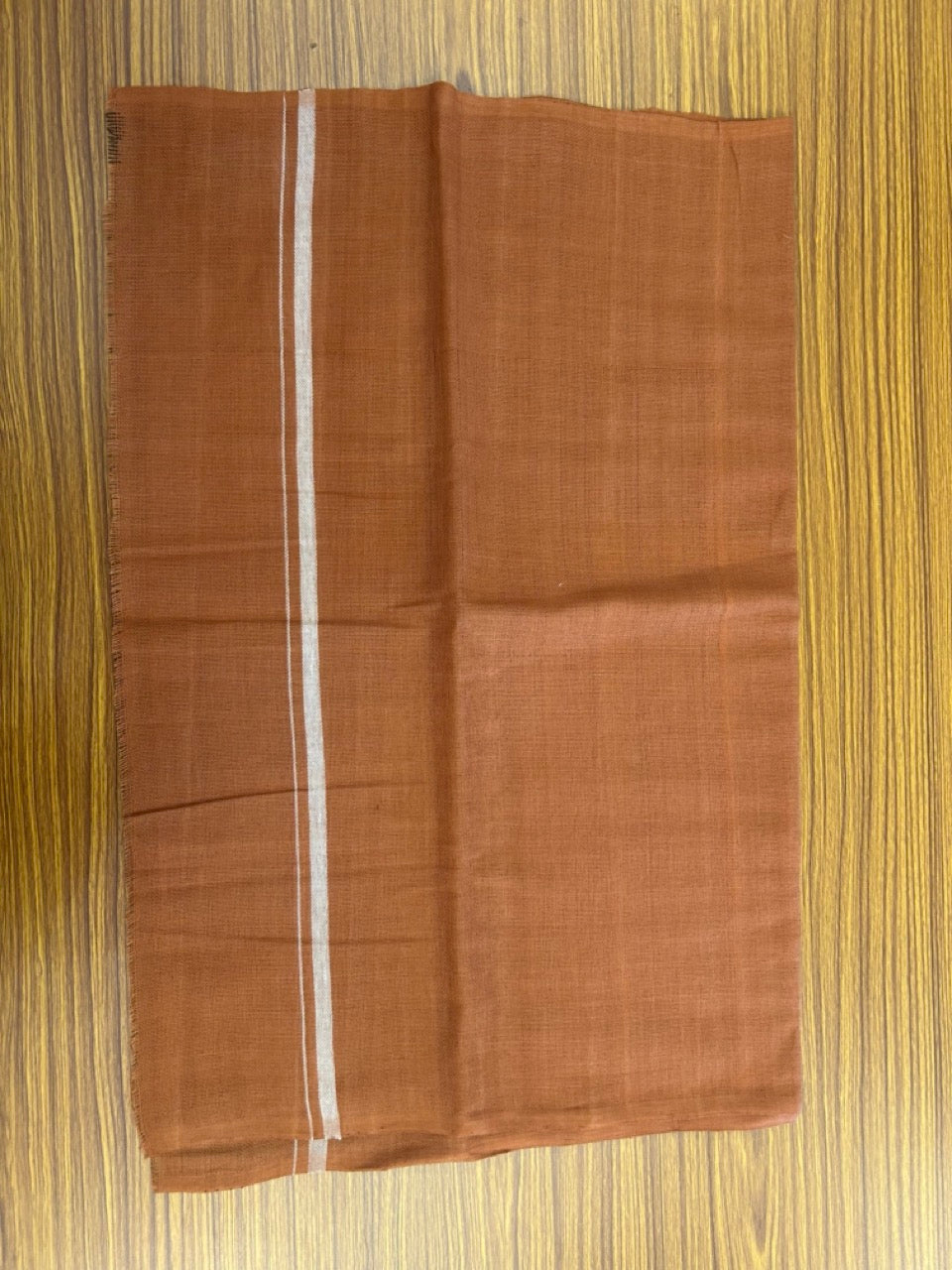 Kaitharikada - HANDLOOM Pure Cotton Kerala Towel - Thorthu - Kaavi Body & 1 cm White Kara - 18KK5197ELA